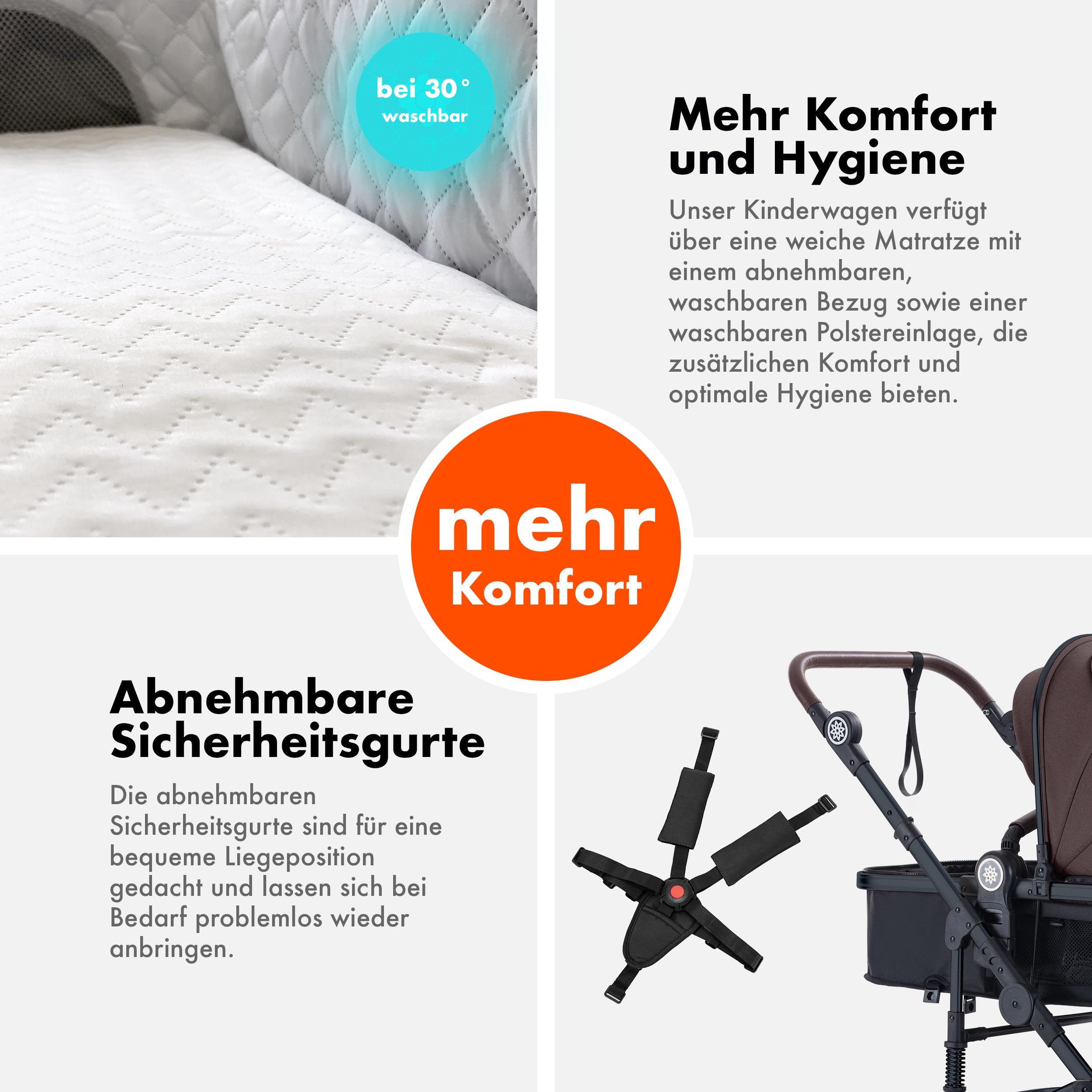 Daliya® Kombi-Kinderwagen NEOMOVE 2in1 Kinderwagen, Buggy und Babywanne in einem, Babywanne und Sportsitz, Alu-Rahmen, Großer Einkaufskorb