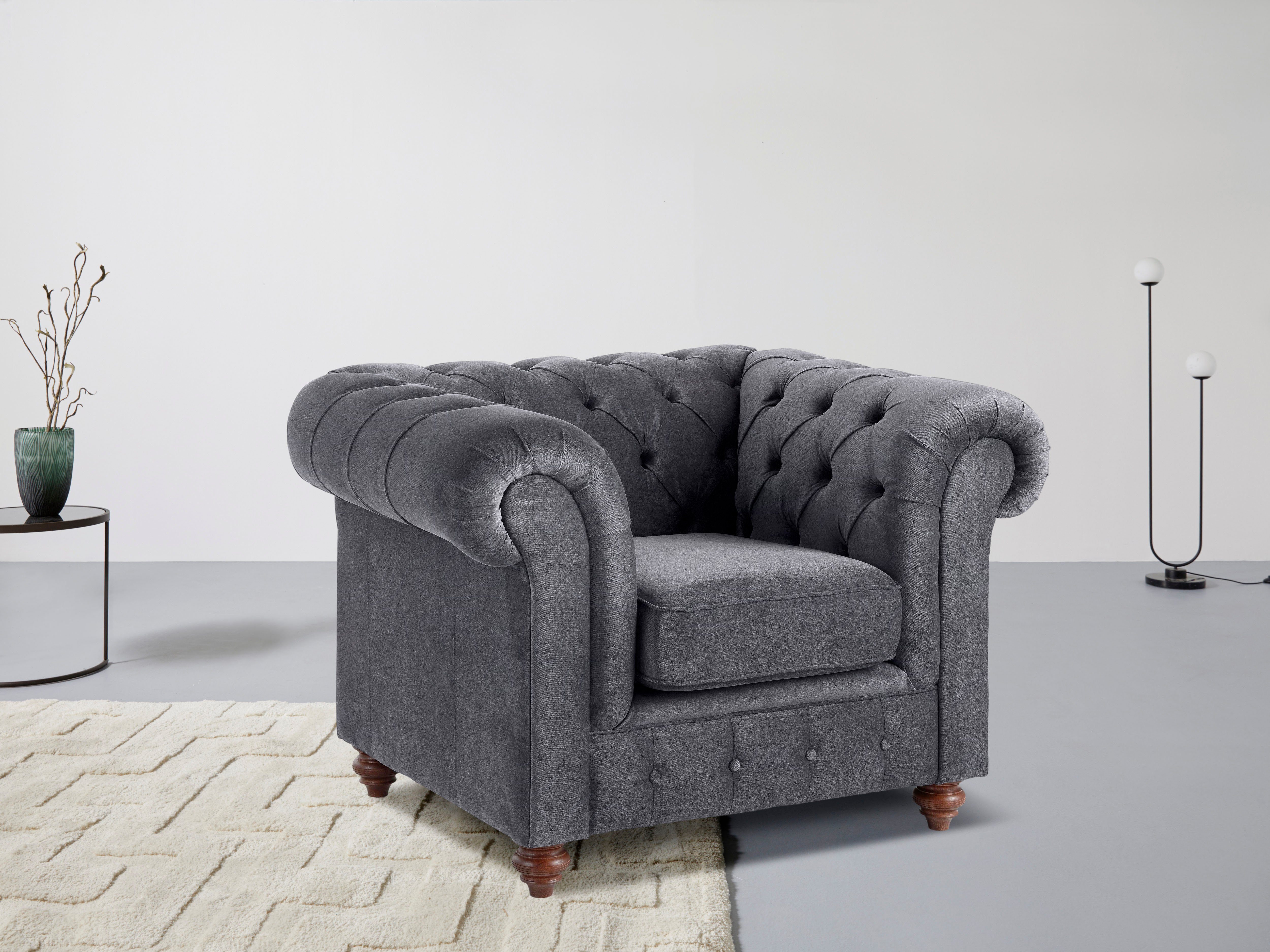 Home affaire Sessel Chesterfield B/T/H: 105/69/74 cm, mit hochwertiger Knopfheftung, auch in Leder