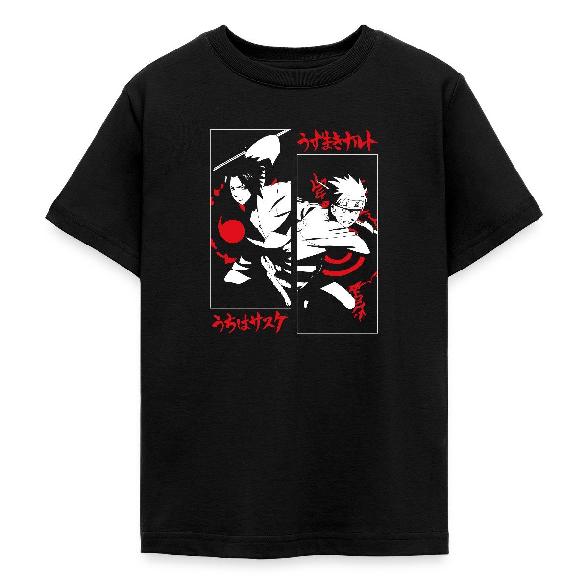 T-Shirt Naruto Shippuden Cooles Design Mit Sasuke & Naruto Teenager T-Shirt