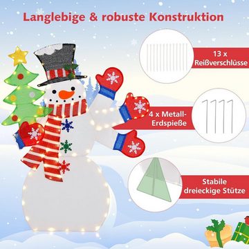 KOMFOTTEU Schneemann Weihnachtsdekoration, mit 140 Lichtperlen & Bodenspikes