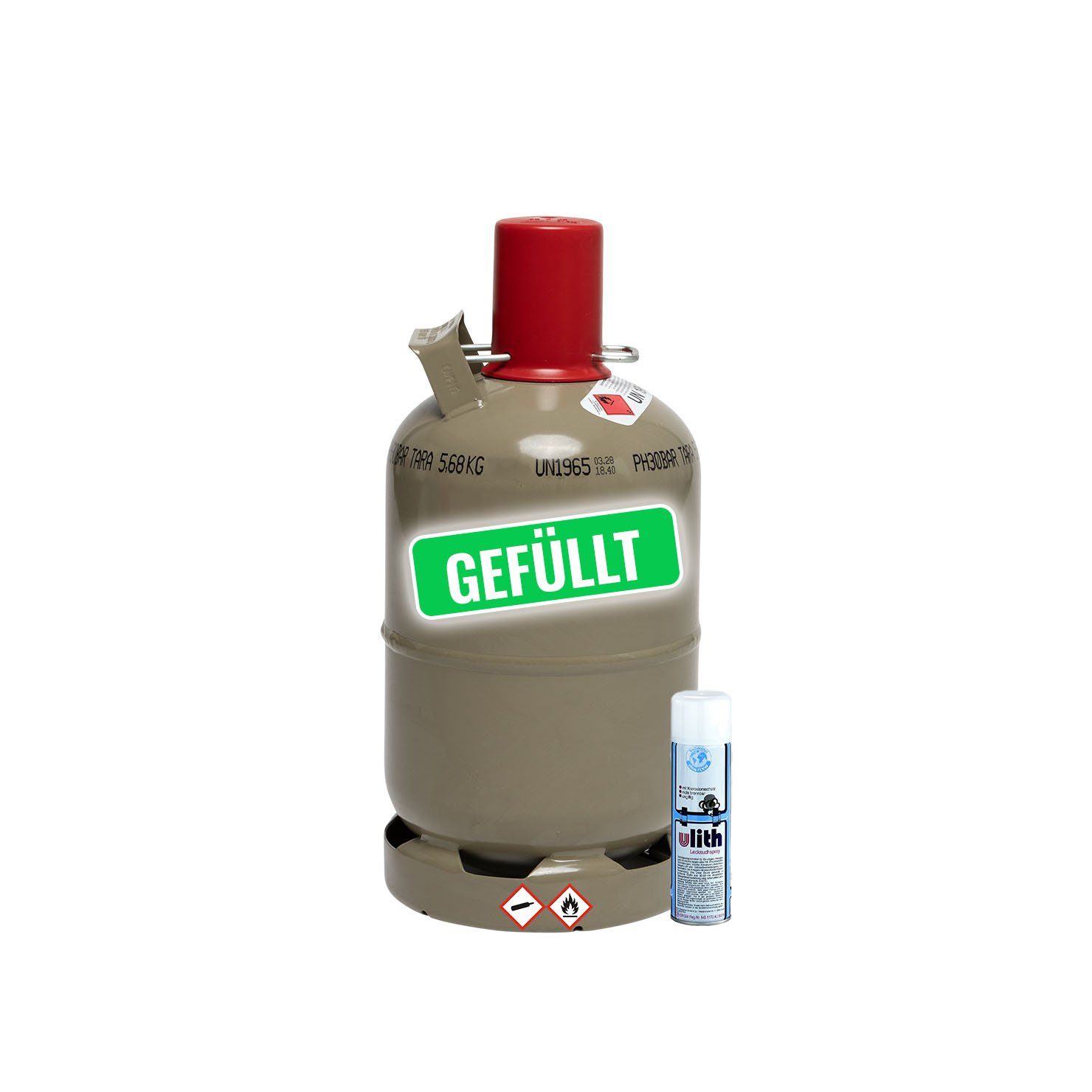 BlueCraft Gas, 5kg Eigentum Propan Gasflasche gefüllt inkl. Lecksuchspray 400ml
