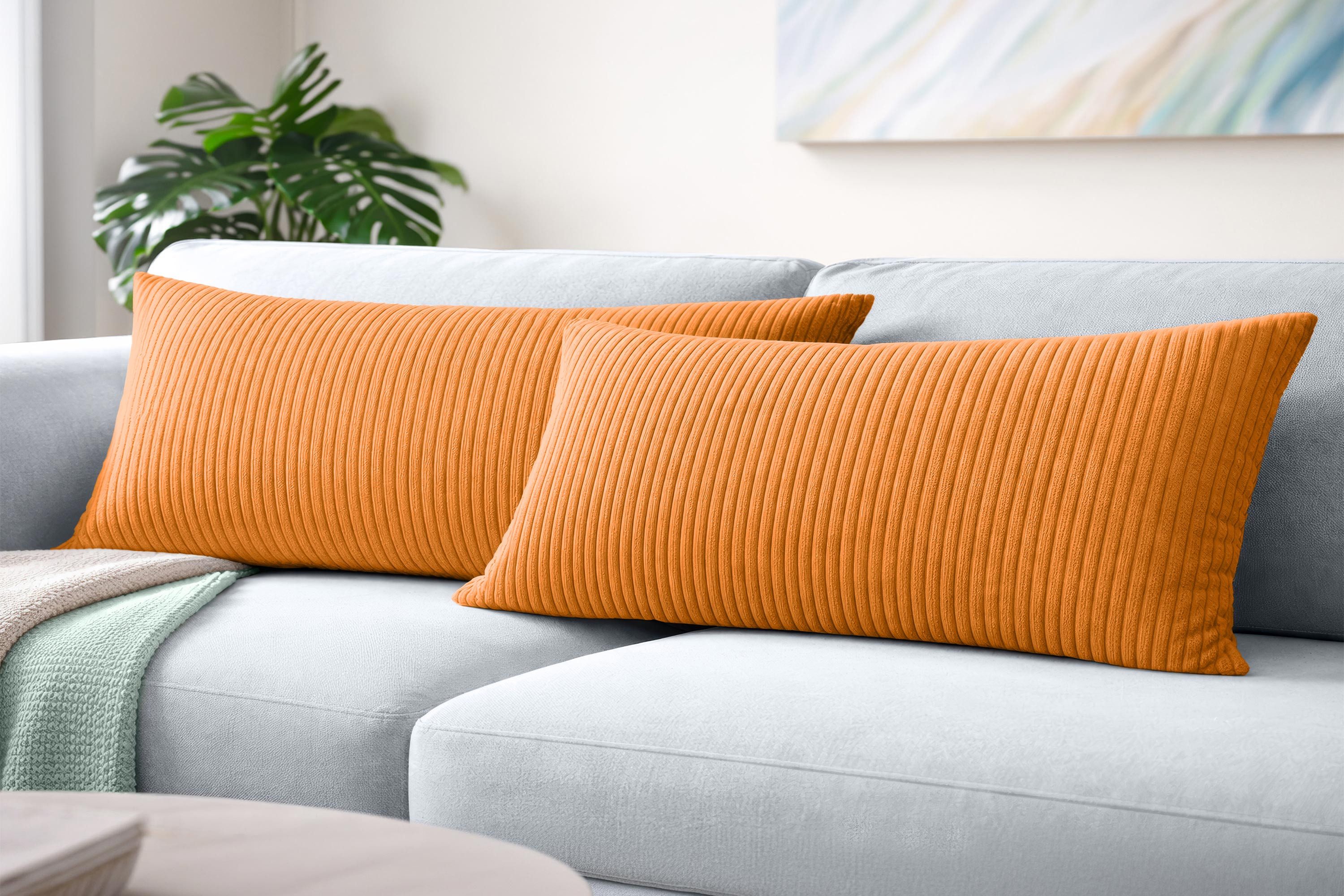 Amilian Kissenbezüge 40x80 cm 2er Set Cord-Optik Hotelverschluss - Zierkissenhülle Sofa, weich, pflegeleicht, formstabil
