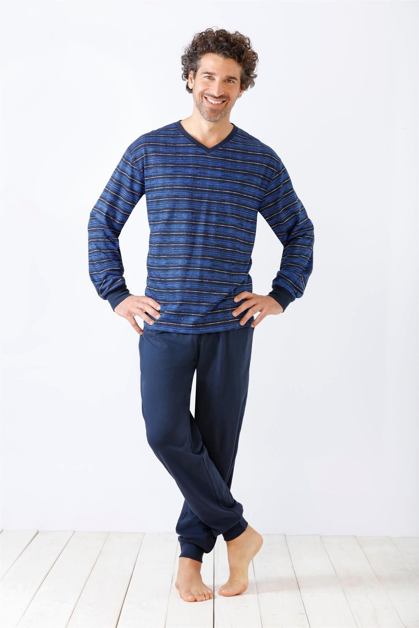 Hajo Schlafanzug Herren Schlafanzug mit Bündchen Klima-Light® Single Jersey günstig online kaufen