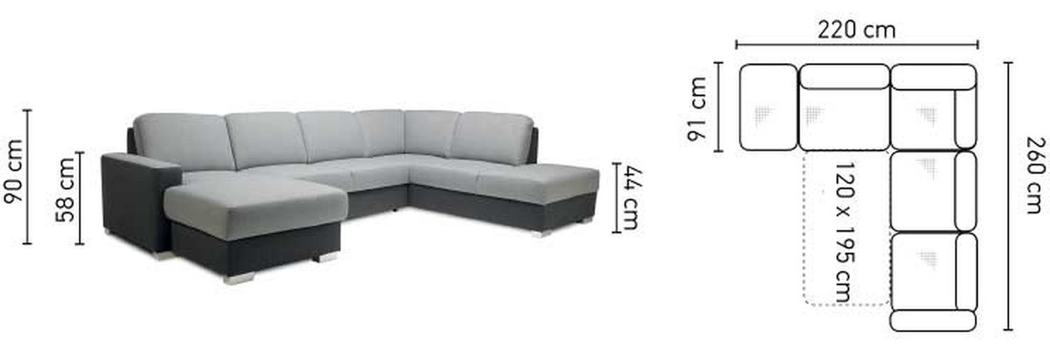 JVmoebel Ecksofa Vielseitiges Schlafsofa im Wohnzimmer - Polster Sitzgarnitur, Made in Europa