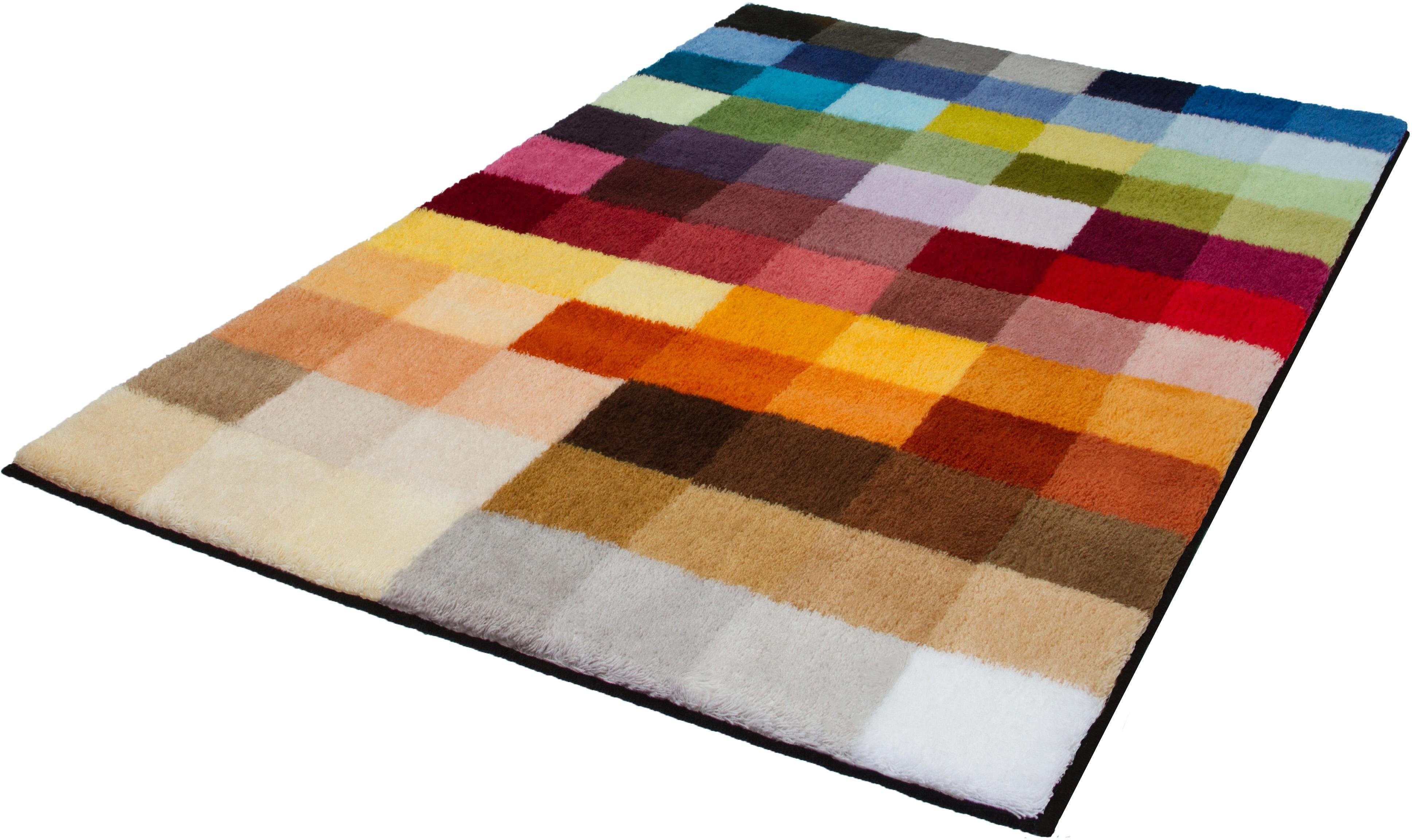 Kleine Wolke Badematte Cubetto, Badvorleger, Badezimmer Teppich, Höhe 25 mm, rutschhemmend beschichtet, fußbodenheizungsgeeignet, Kunstfaser, rechteckig, Badteppich, modernes Karo Muster, rechteckig & rund erhältlich