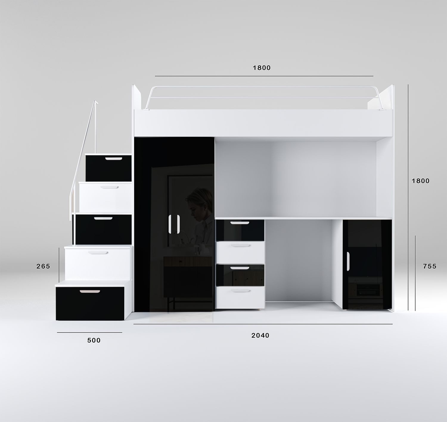 Lukas Möbel Hochbett Hochbett Alice Hochglanz mit Farbauswahl Hochglanz-Fro günstig online kaufen