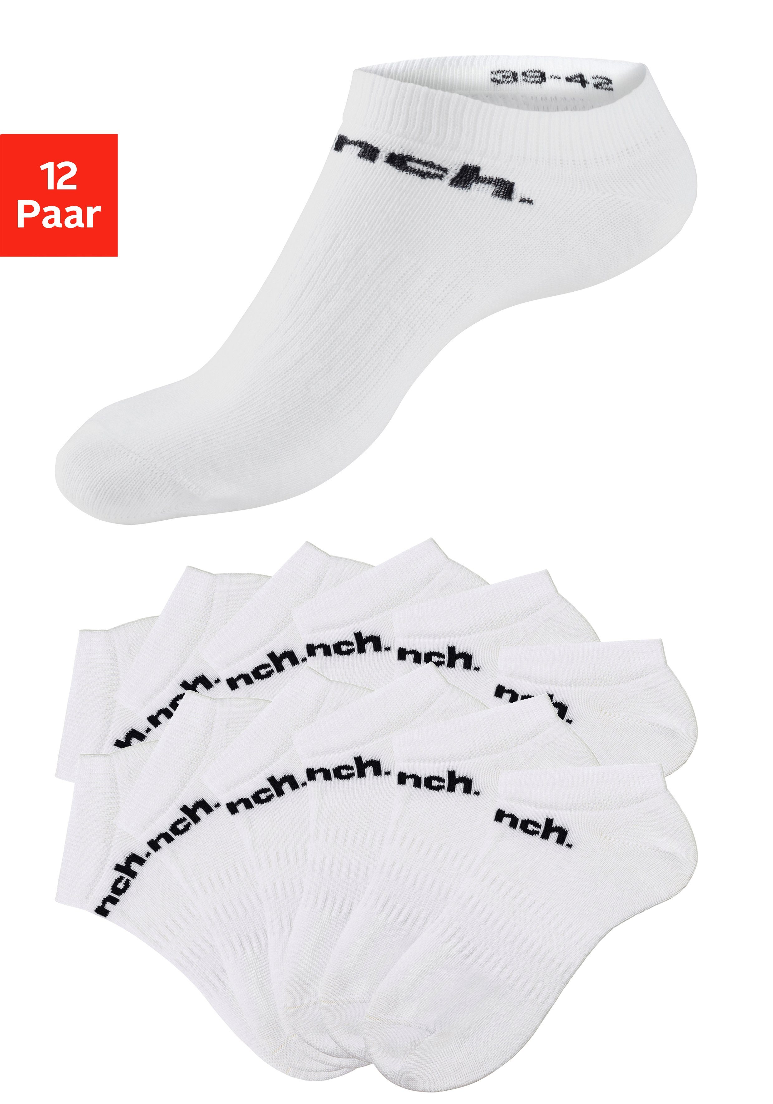 12x Bench. Logoschriftzug weiß Sportsocken 12-Paar) Sneakersocken klassischem (Set, mit