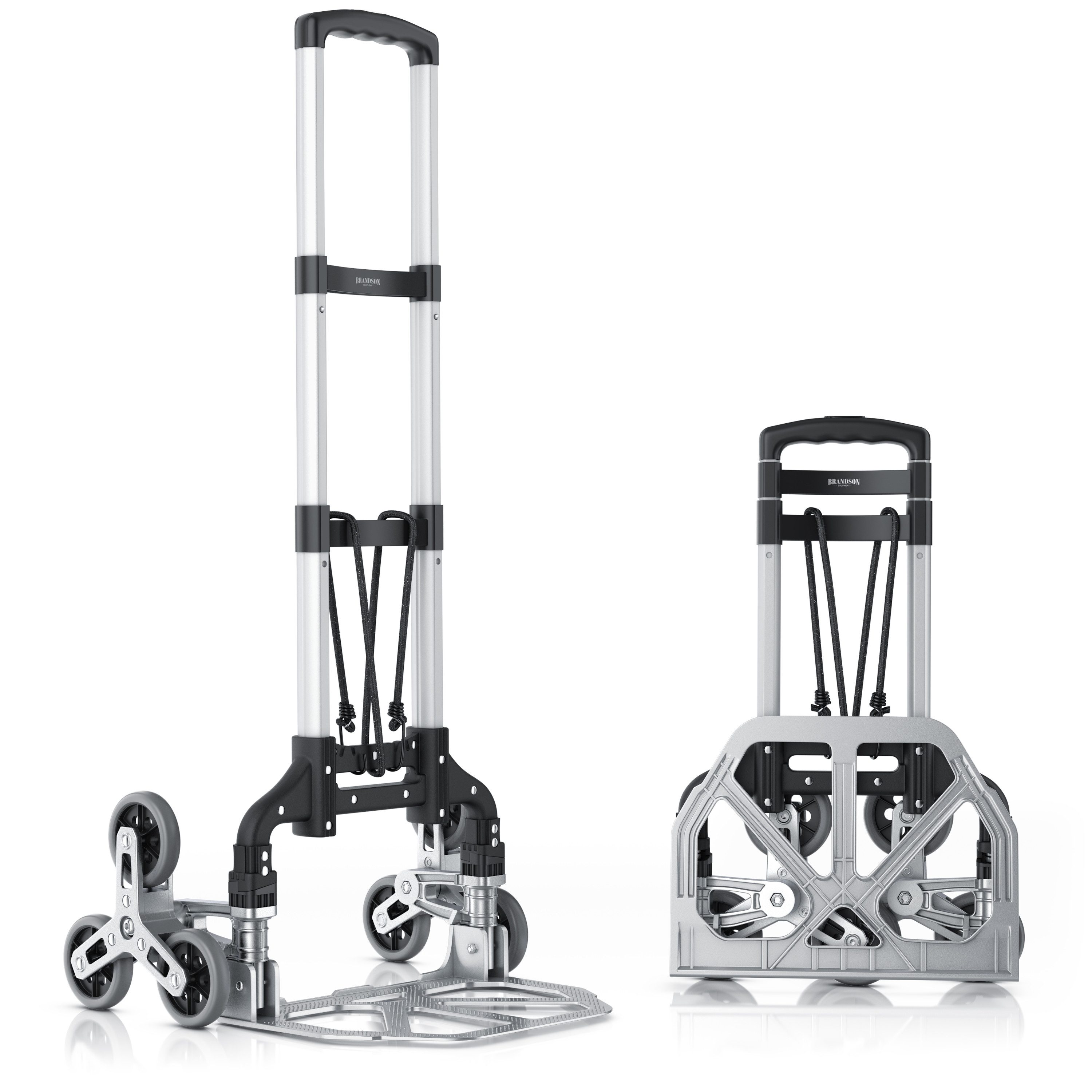 Brandson Sackkarre Transportkarre klappbar mit 75 kg Last Vollgummireifen & Expanderseil, (1-St), Alu Treppensteiger, für Umzug Getränkekisten, 6 Räder, leicht & stabil