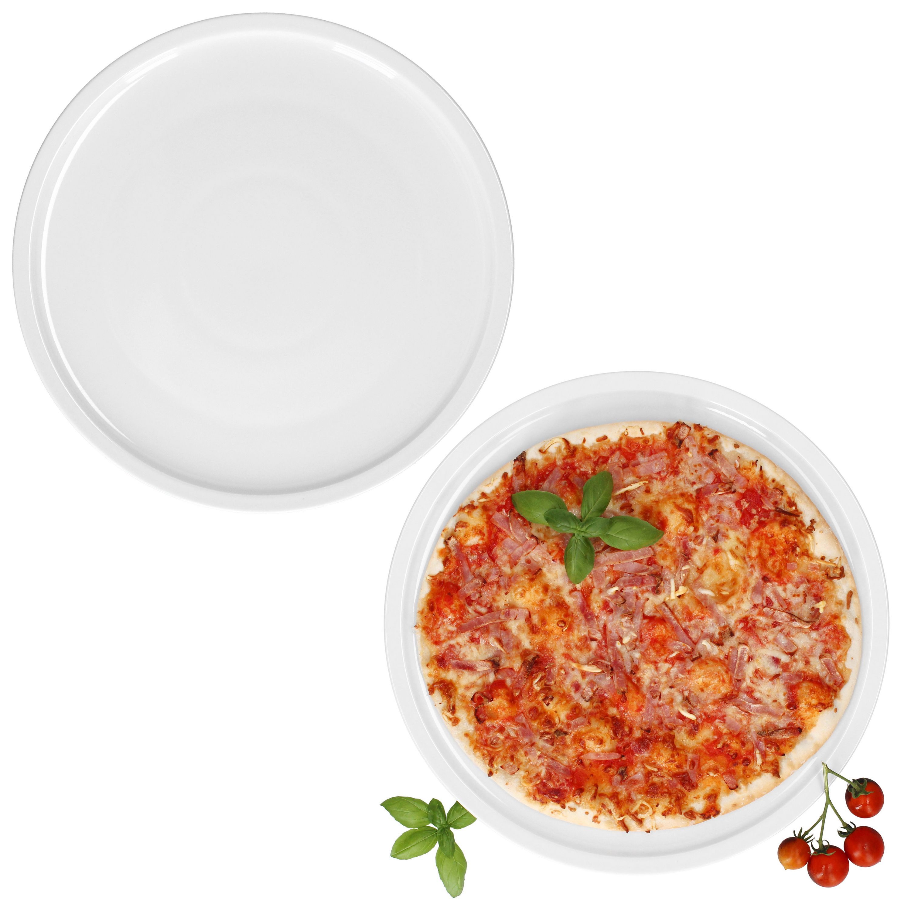 MamboCat Pizzateller 2er Set Bianco XXL Pizzateller Ø33,5cm 2 Personen Teller Platte