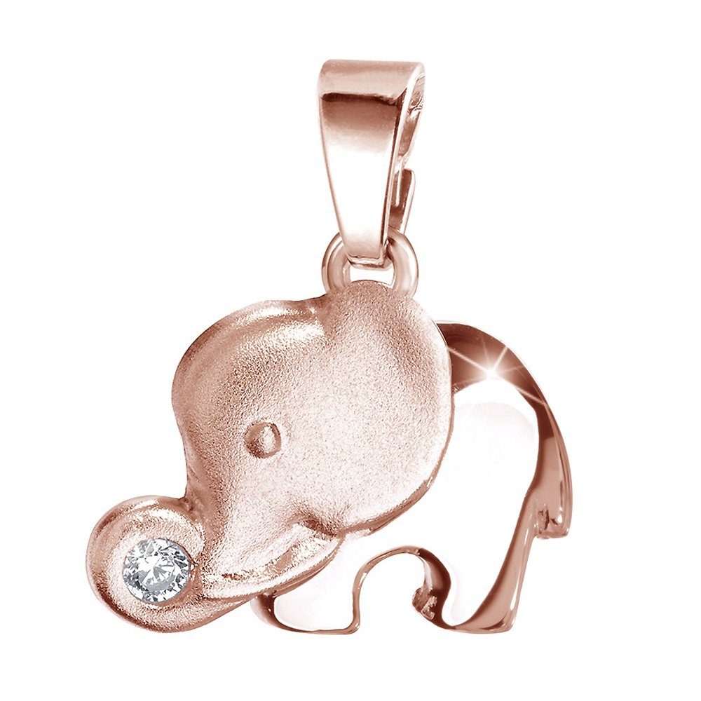 Materia Kettenanhänger Elefant Damen Glücksbringer Rose, vergoldet Sterling 925 Silber, KA-379
