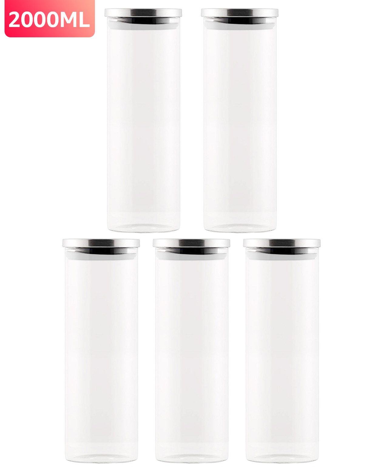 Simloveve Vorratsglas, Glas, (5-tlg), 5er set Vorratsgläser mit Deckel, Optional Größe