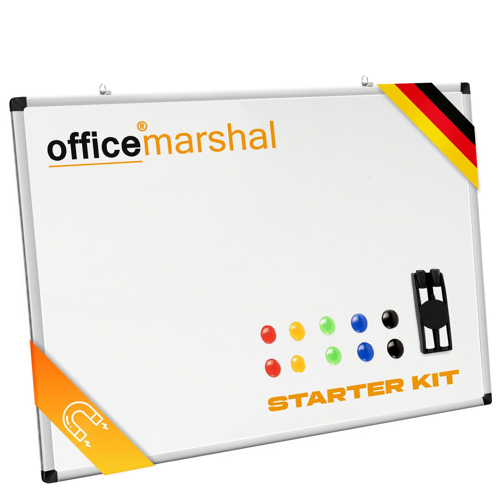 Floordirekt Magnettafel Whiteboard mit Stiftablage, Speziallackierte Magnettafel, 60 x 90 cm