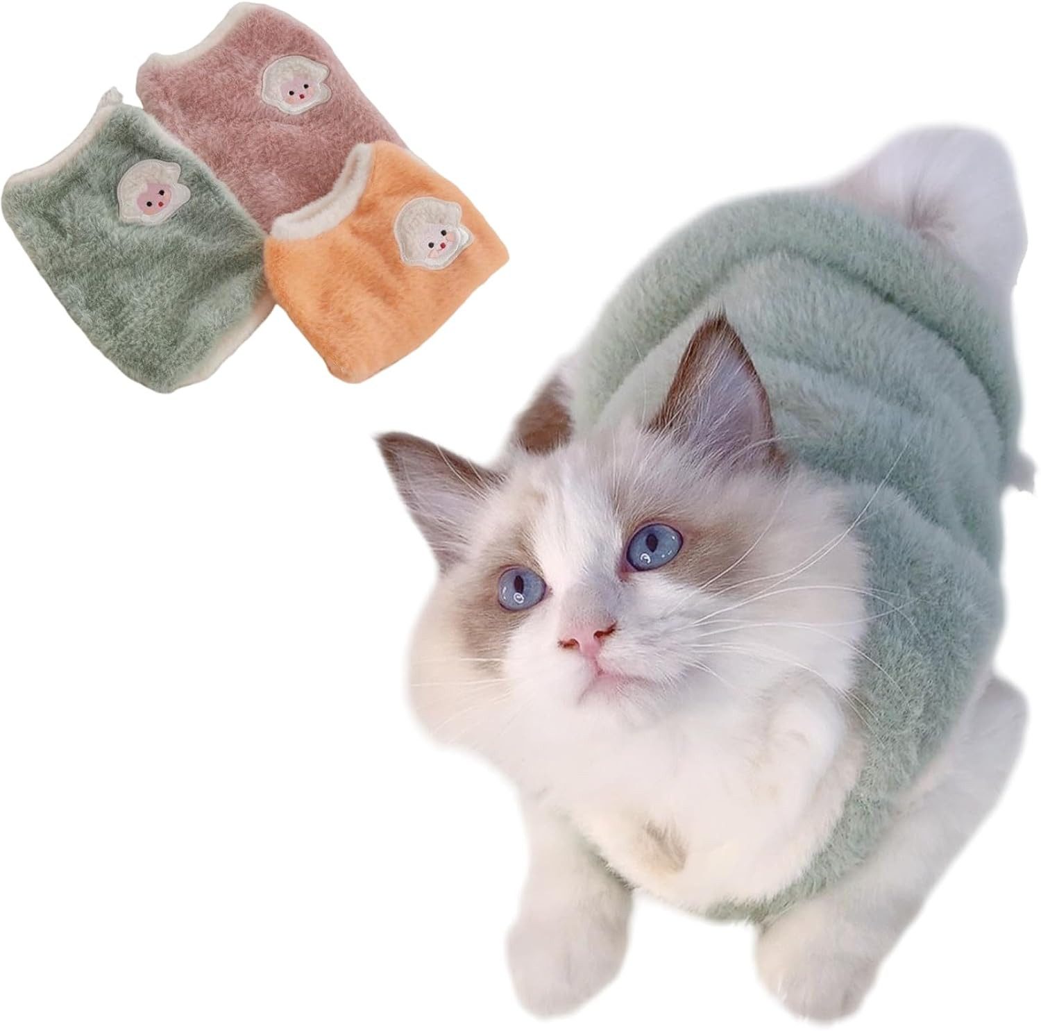 Ledander Hundeoverall Winter Plüsch Katzenkleidung, Hundepullover,Warme Haustier Pullover, für Kätzchen und kleine Hunde