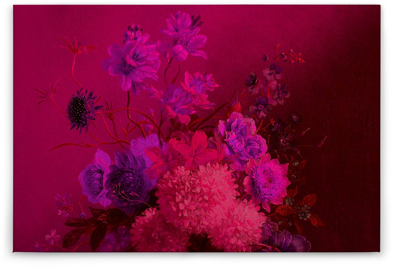 vibrant, Floral rosa, Keilrahmen Blumen A.S. lila (1 St), Blumen-Strauß pink, Leinwandbild bouquet Création Bild