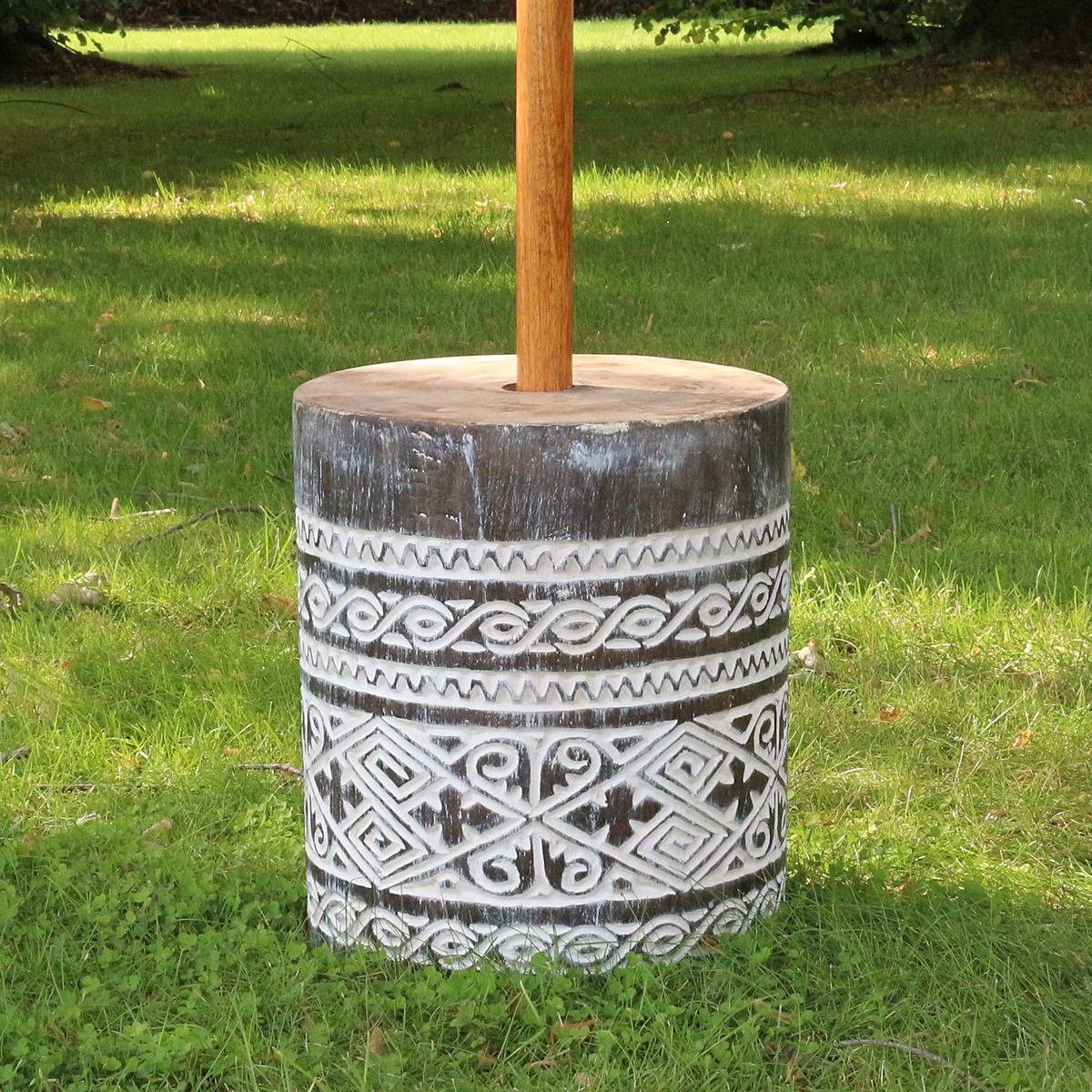 Oriental Galerie Sonnenschirm Runder Schirmständer Holz 40 x 34 cm Dunkelgrau