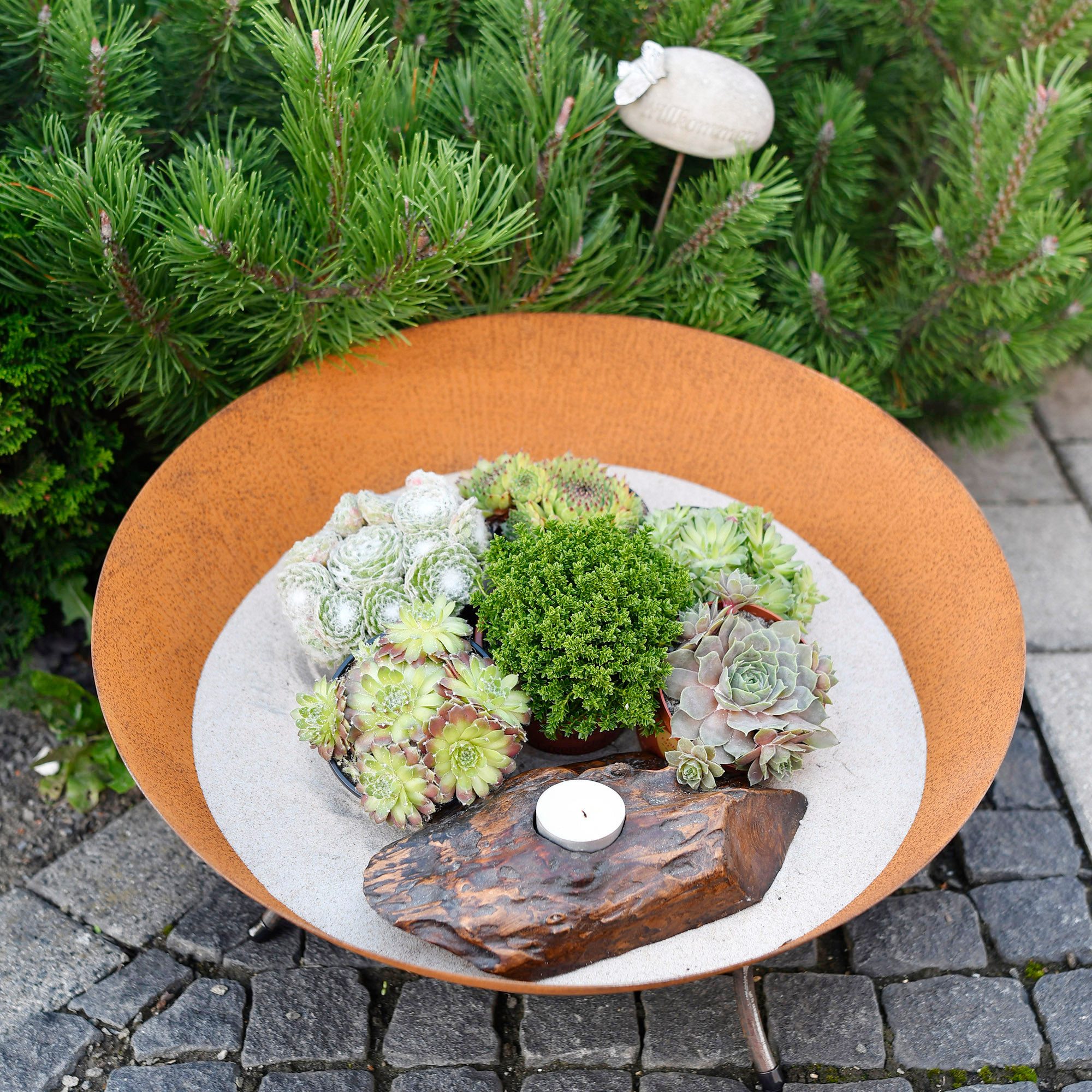 Köhko Feuerschale Pflanzenschale & Dekoschale in Rost-Patina Farbe mit 3-Be günstig online kaufen