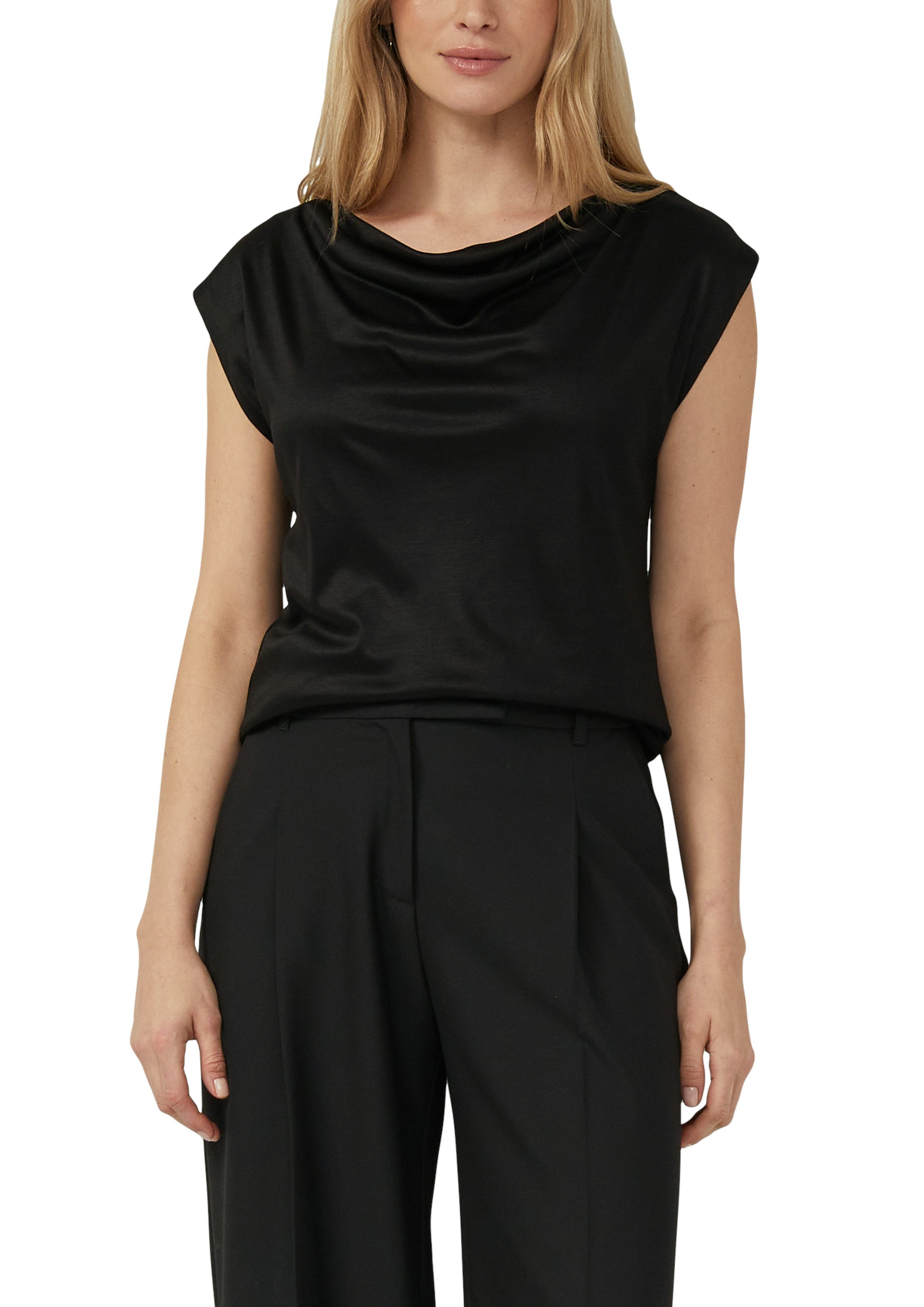 s.Oliver BLACK LABEL Wasserfallshirt mit Wasserfall-Kragen und aus reiner V günstig online kaufen