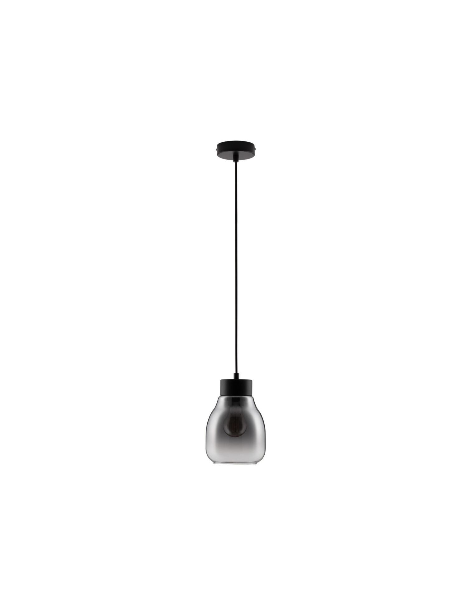 Licht-Erlebnisse Pendelleuchte FALLON, ohne Leuchtmittel, Hängelampe E27 15 cm breit höhenverstellbar Schwarz Grau Rauchglas