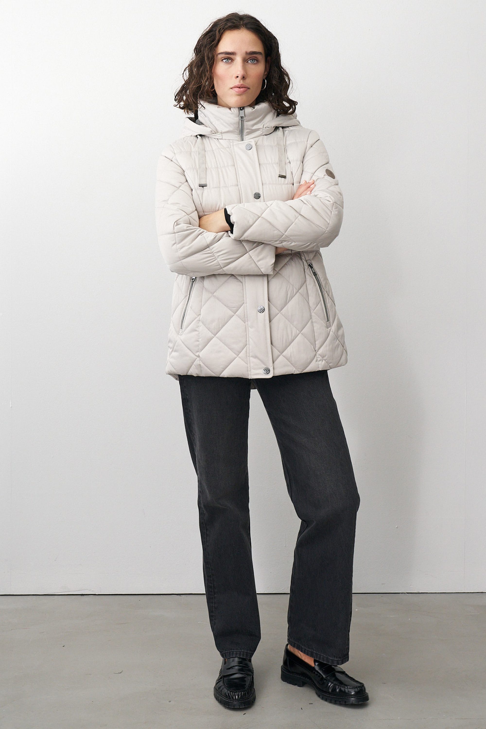 Barbara Lebek Steppjacke Damenjacke oder Herbstjacke mit Steppmuster und abknöpfbarer Kapuze