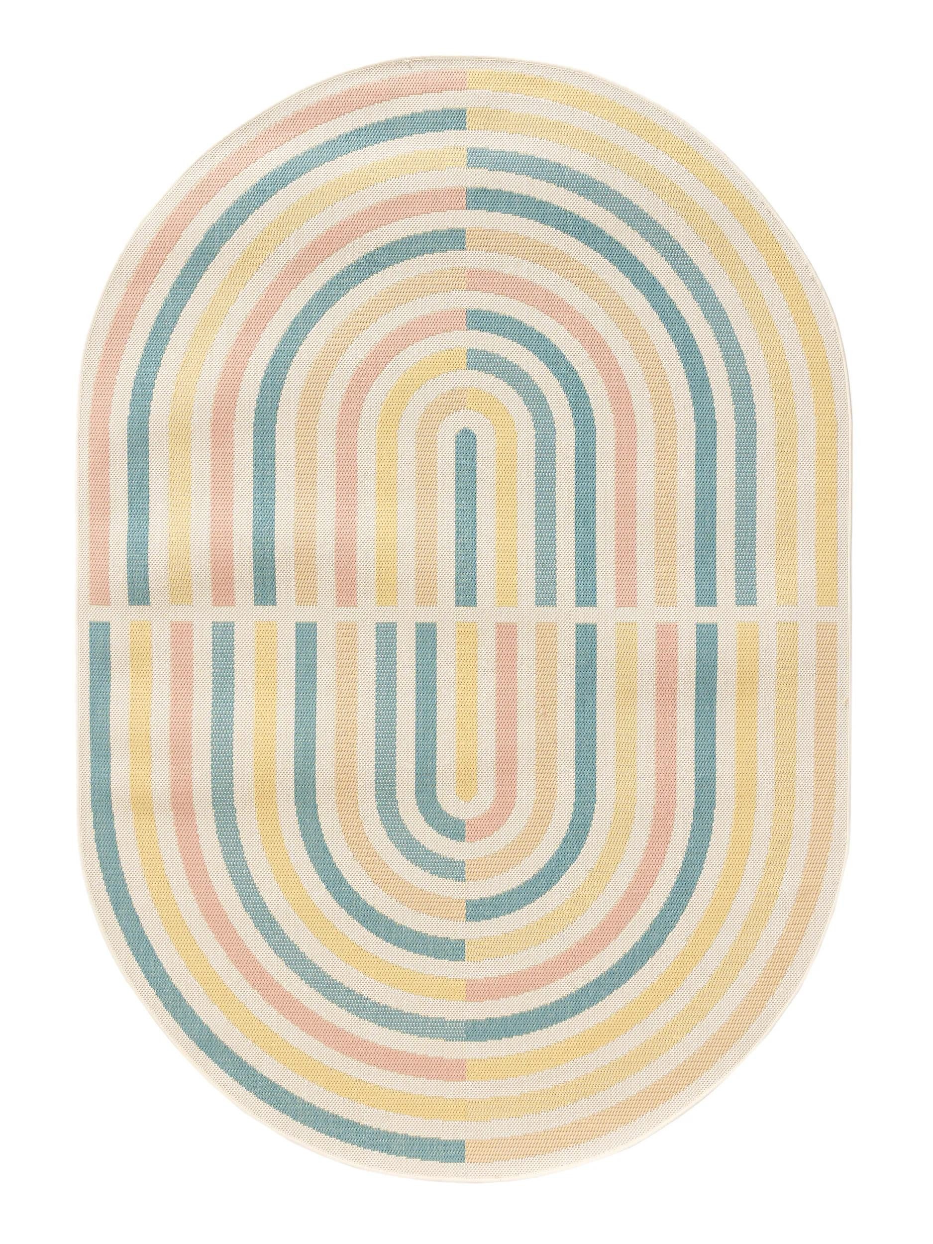 benuta Outdoorteppich Candy, oval, Höhe: 5 mm, In- & Outdoorteppich, Robust für Garten, Terrasse, Balkon, Küche