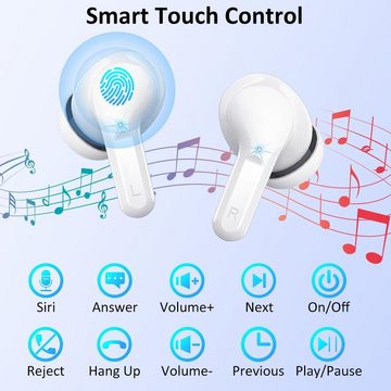 Ordtop Bluetooth 5.3 Neue wireless In-Ear-Kopfhörer (Schnellladen, Wasserdicht, Ergonomisch, Bluetooth, ENC Noise Cancelling mit USB-C, 40H Tiefer Bass, Wasserdicht Ohrhörer)