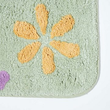 Badematte Rutschfeste Badematte mit Blumenmuster 100% Baumwolle, mehrfarbig Homescapes, Höhe 20 mm, 50 x 80 cm
