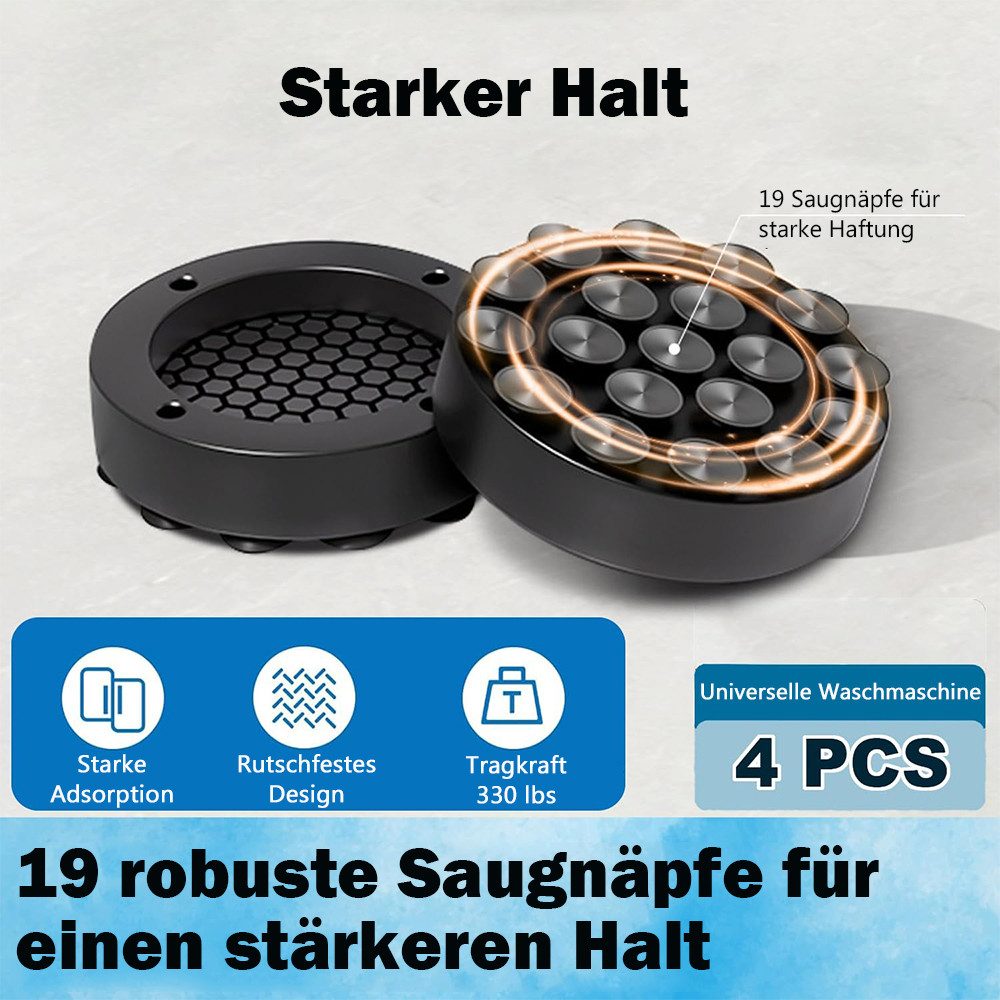 TUWENA Vibrationsdämpfer 4 Stück Waschmaschine Antirutschmatte,Schwingungsdämpfer Waschmaschine, Silikon Universal Antirutschmatte Füße für Kühlschrank Waschmas – Bild 4 von 5