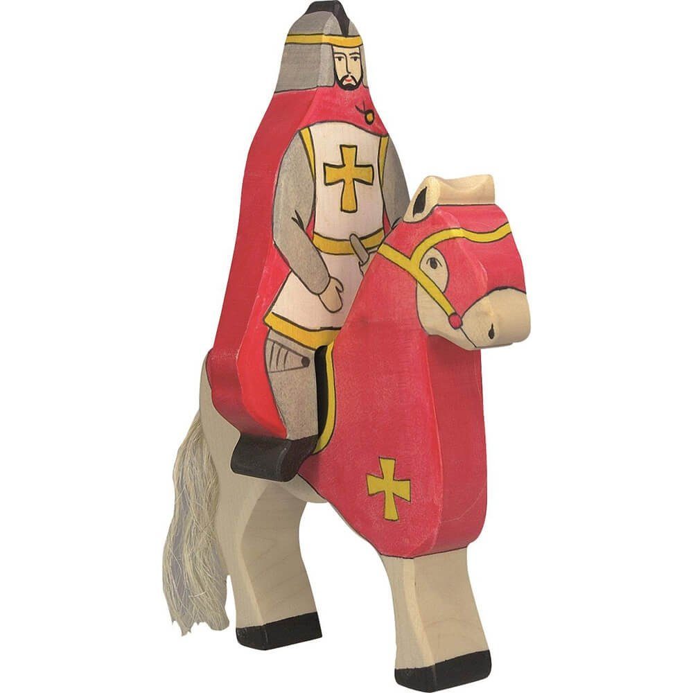Ritter Tierfigur Pferd) aus Roter Holz - Mantel (ohne Holztiger HOLZTIGER mit reitend