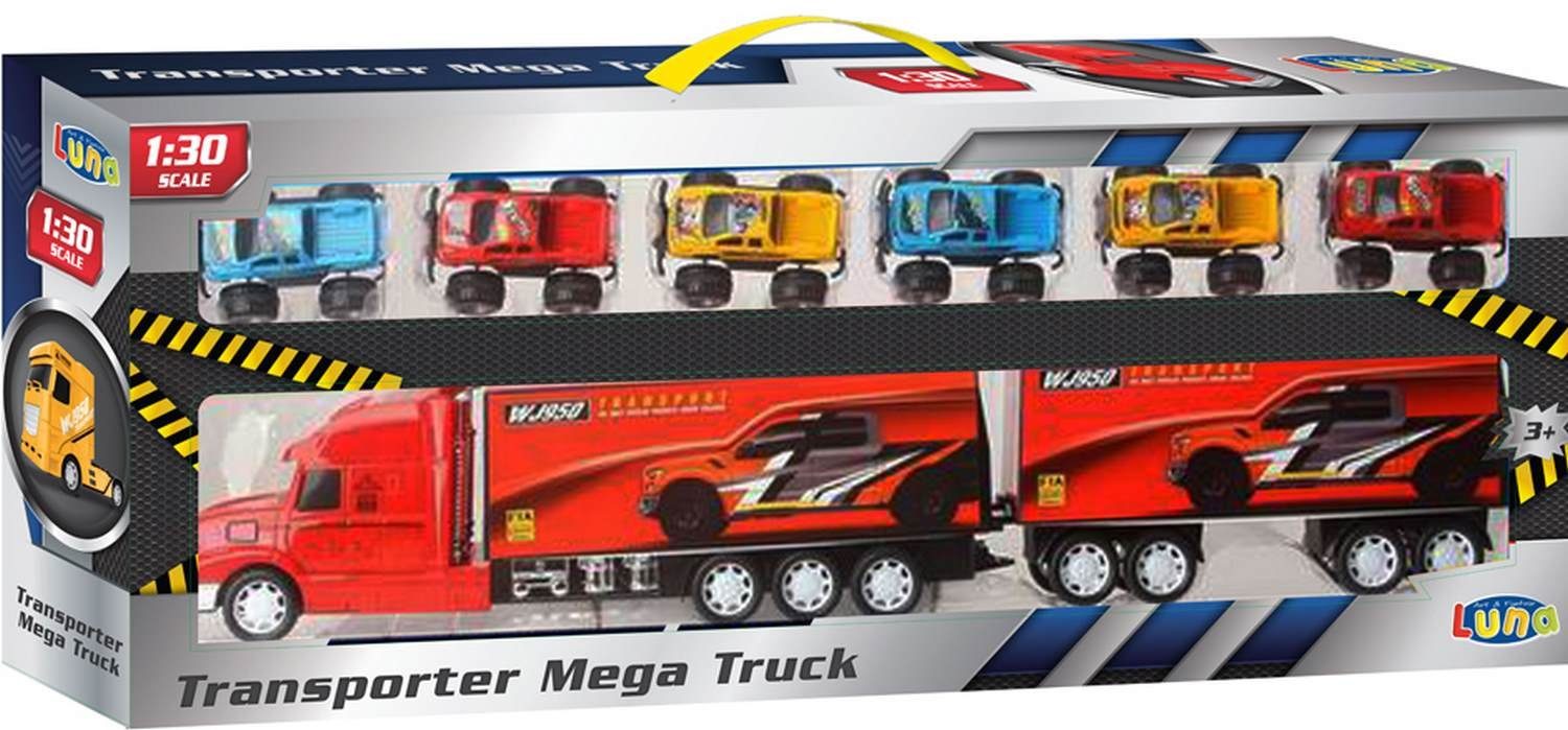 Diakakis Spielzeug-Transporter Lastwagen 65cm Hauben LKW mit Anhänger Show  Trucks