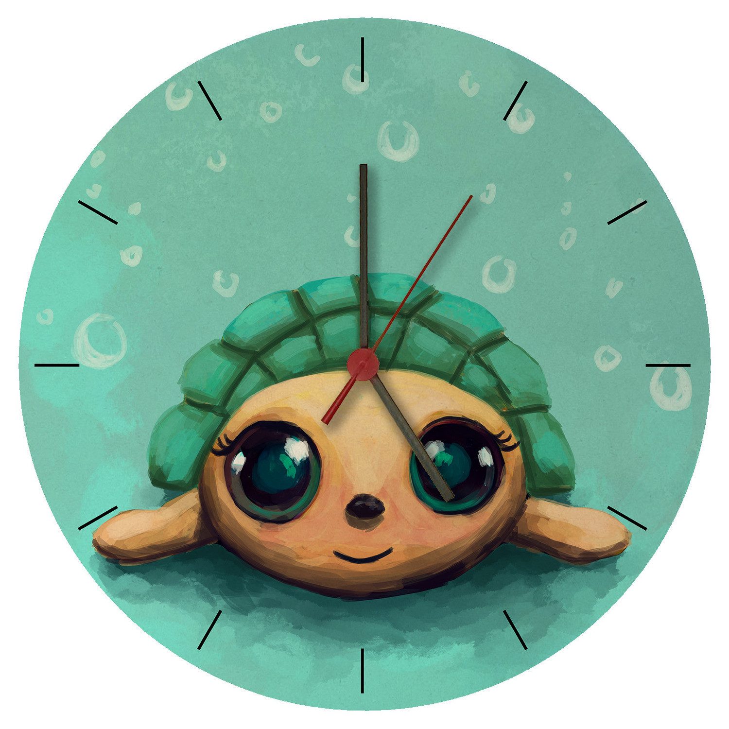 Wanduhr Schildkröte in Wasserfarbenoptik Wanduhr aus MDF
