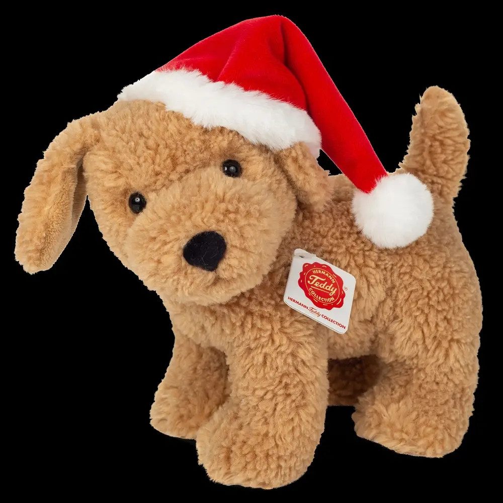 Teddy Hermann® Kuscheltier Teddy Hermann Hund mit Weihnachtsmütze, 20 cm