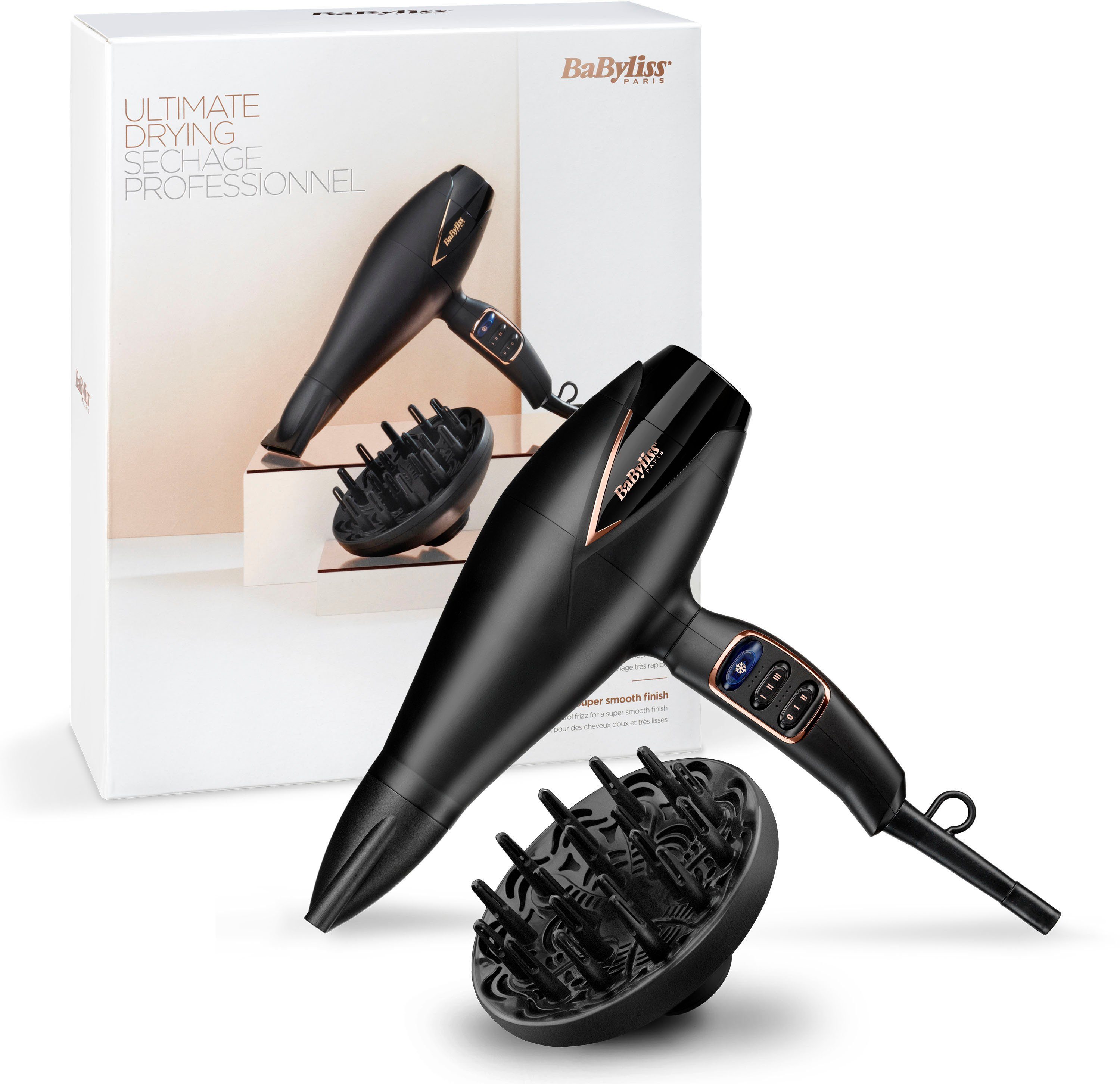 BaByliss Ionic-Haartrockner D665E Salon Air Brilliance, 2200 W, mit digitalem Motor | Föhn