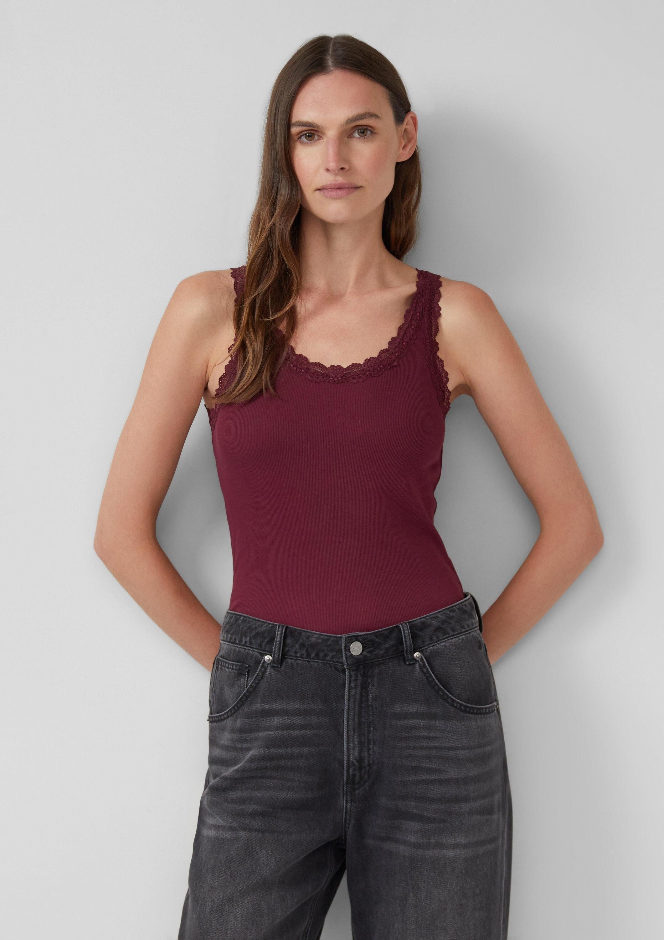 s.Oliver Muscleshirt T-Shirt Tanktop mit Spitzenbesatz günstig online kaufen