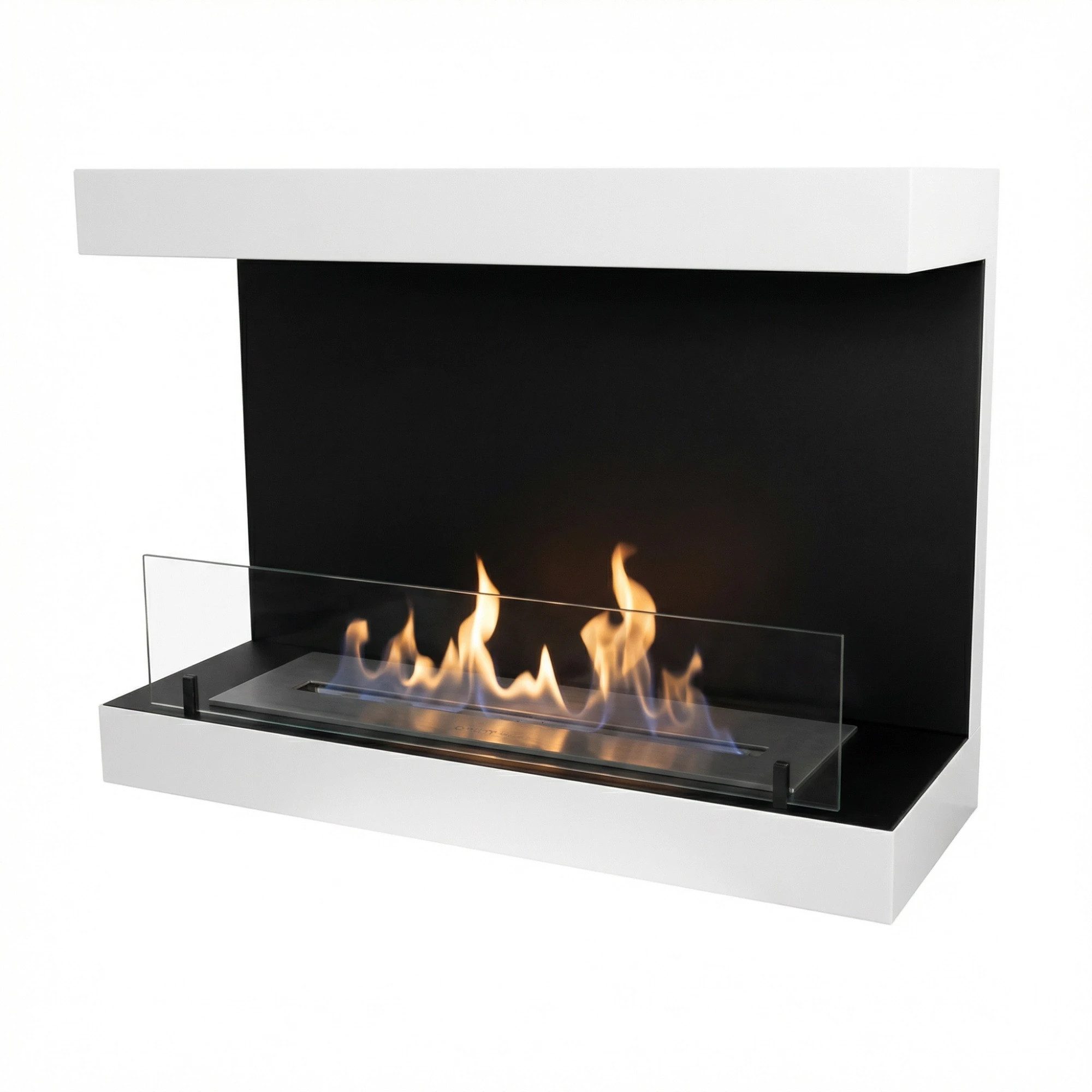 ScandiFlames Kaminofen Dakota - 3-seitiger Bio-Ethanol-Wandkamin in schwarz o. weiß, 3,3 kW, Ethanol