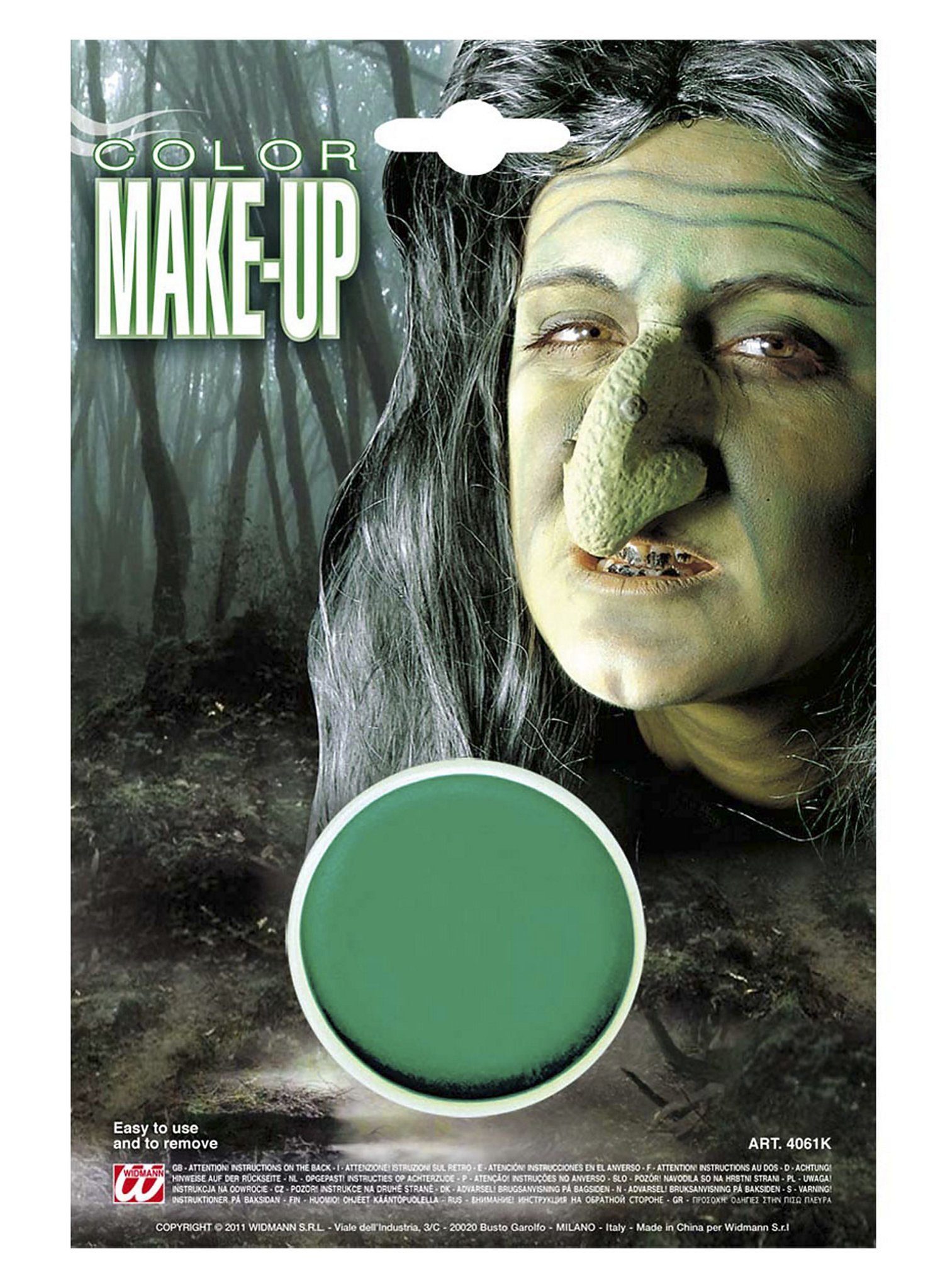 Fun World Theaterschminke Make-Up Grundierung grün, Grüne Grundierungsschminke in runder Schminkdose