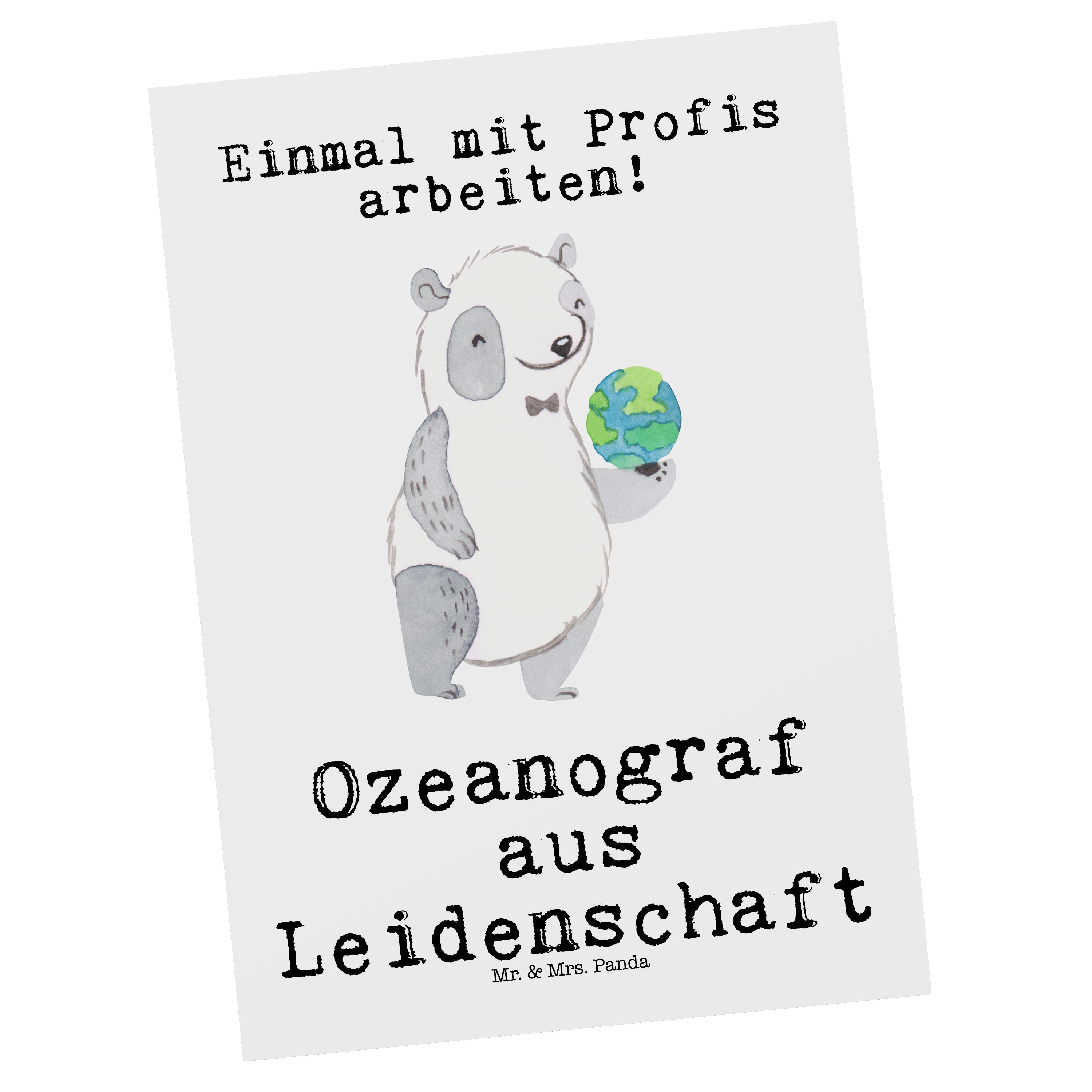 Geschenk, Mr. - Leidenschaft Panda Mrs. Ozeanograf aus Grußka Weiß - Postkarte Meeresforscher, &