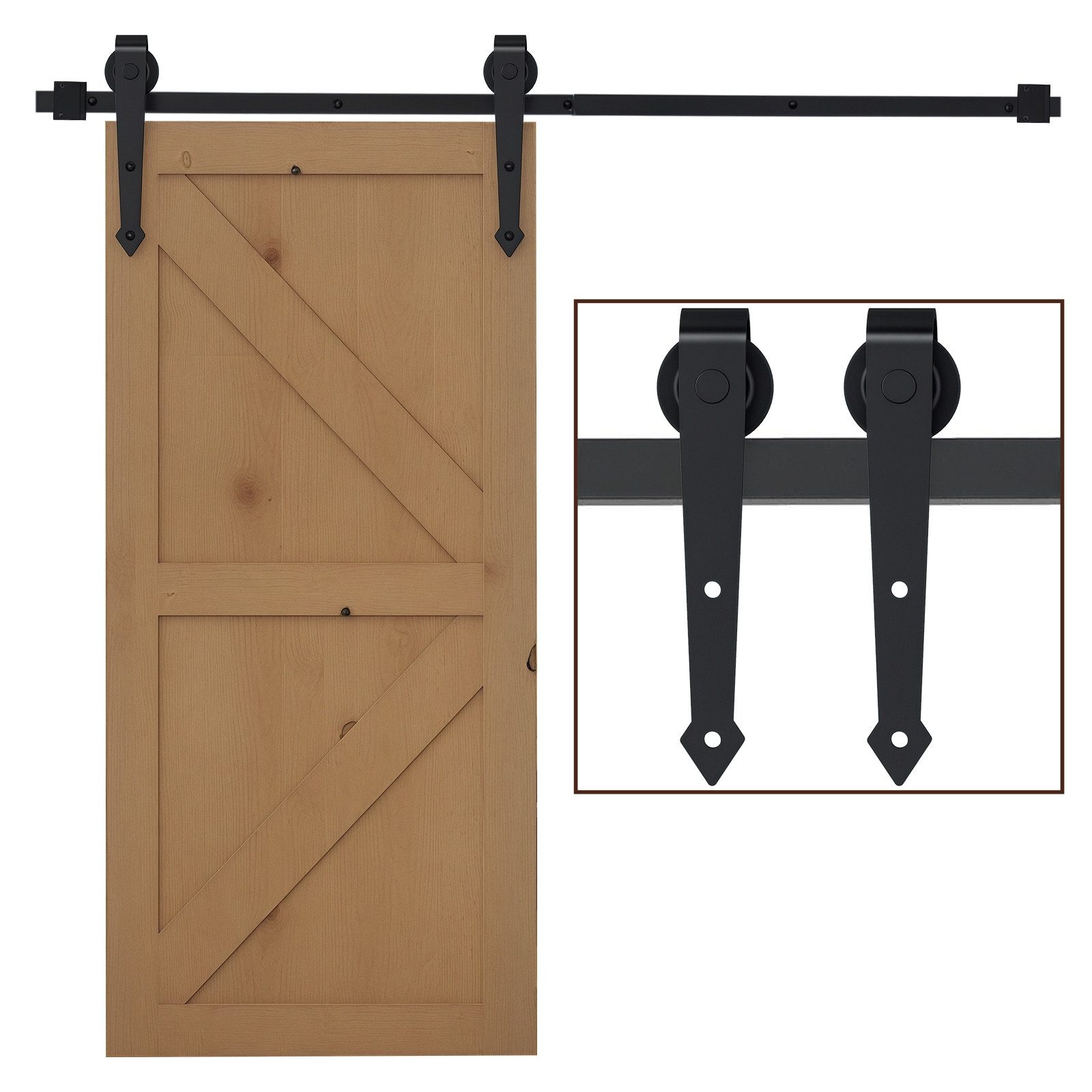 HOMCOM Türbeschlag Schiebetüren-Beschlagsatz 200 cm (Komplett-Set, 19 St., chiebetürsystem), aus Kohlenstoffstahl Schwarz