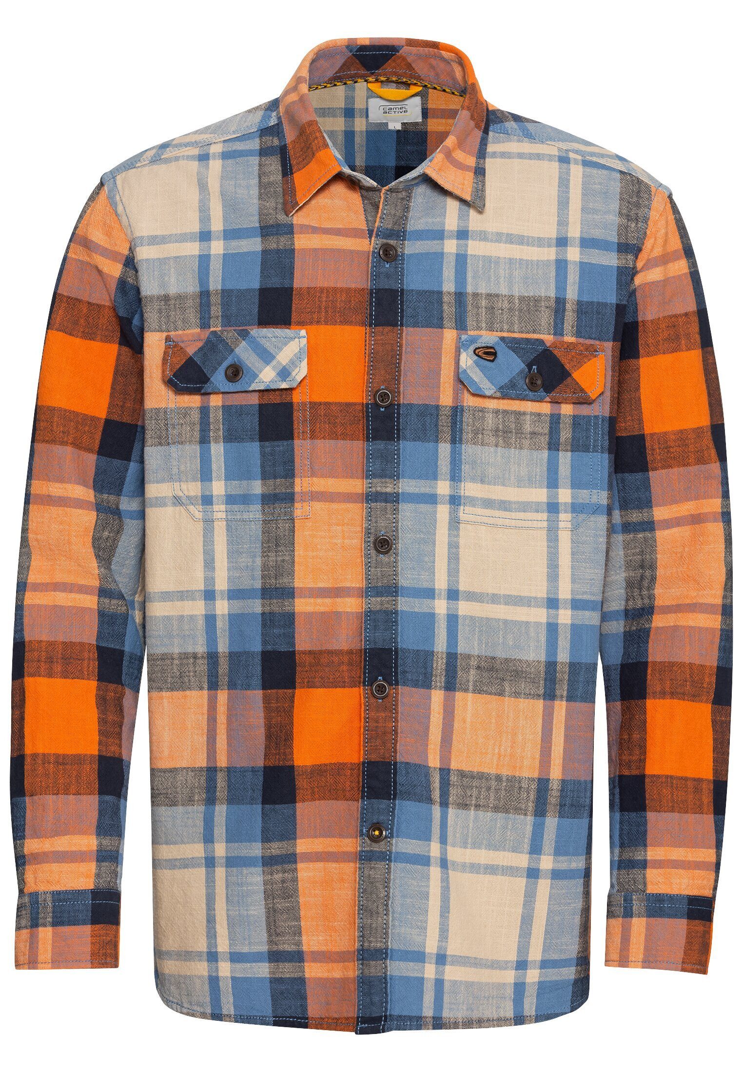 camel active Langarmhemd Kariertes Hemd aus reiner Baumwolle günstig online kaufen