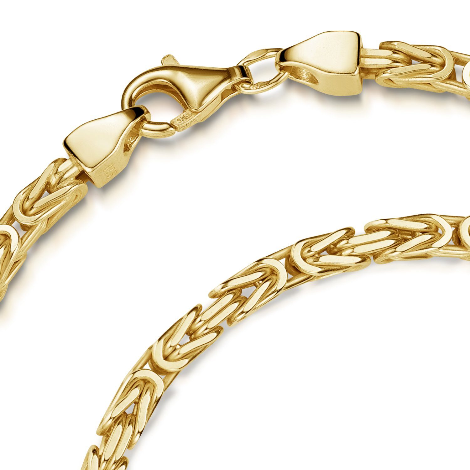 Materia Königsarmband Herren Gold Königskette massiv 3mm SA-152, Sterlingsilber, vergoldet