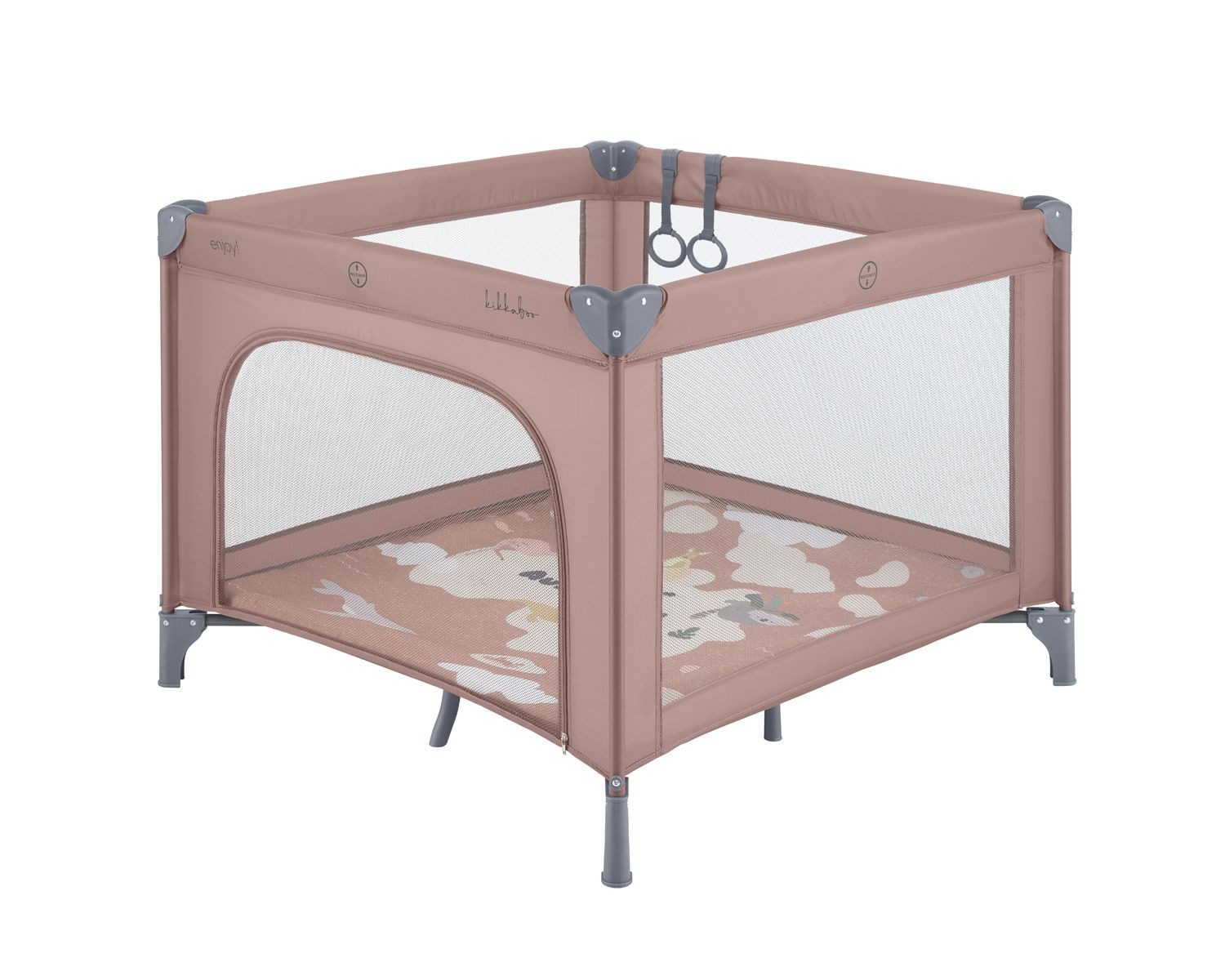 Kikkaboo Laufstall Laufstall Enjoy Matratze, Reißverschluss klappbar Tasche Hängegriffe