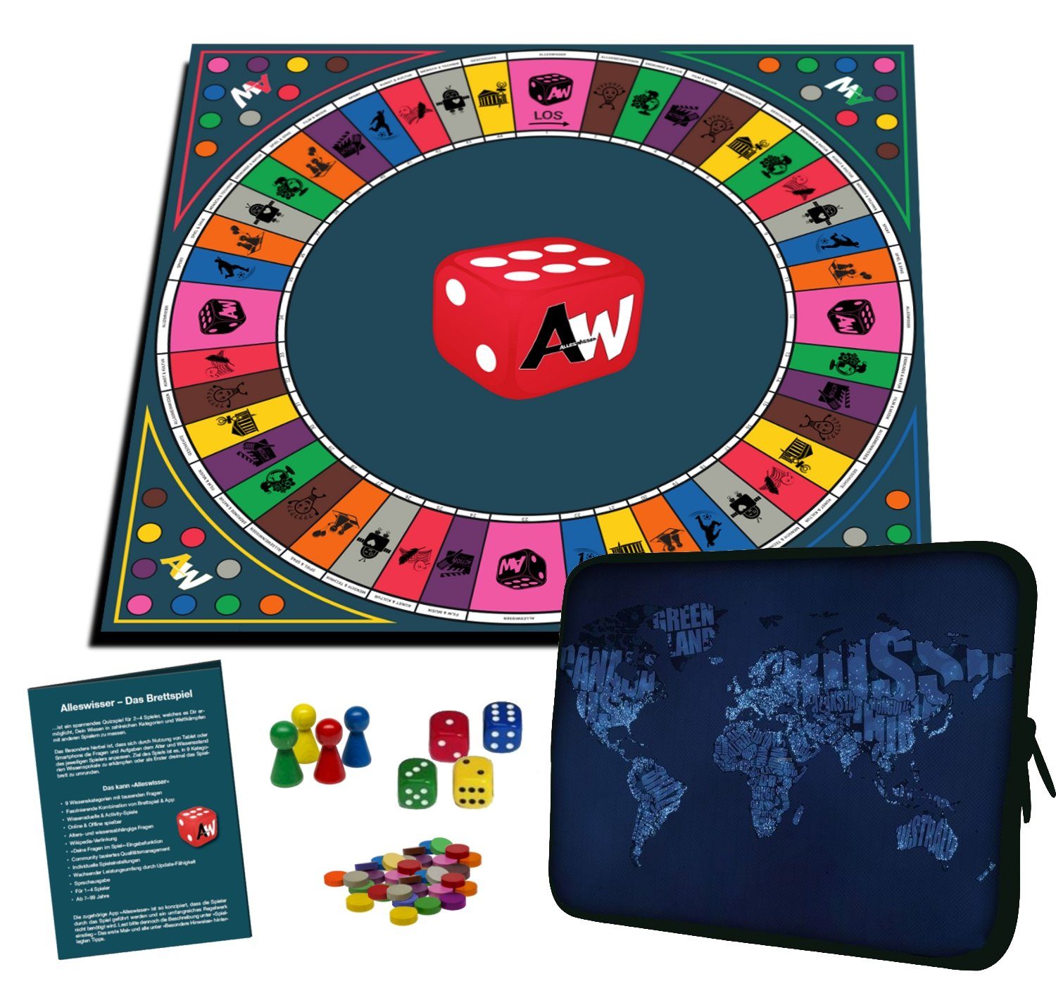 ALLESWISSER Spiel, Alleswisser - Das Brettspiel Interaktives Quiz-, Wissens-, Familienspiel mit App für iOS & Android Erdkunde Länder
