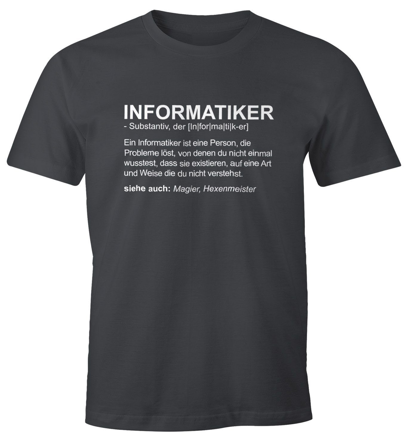 MoonWorks Print-Shirt Herren T-Shirt Informatiker Definition Fun-Shirt Moonworks® mit Print grau | T-Shirts