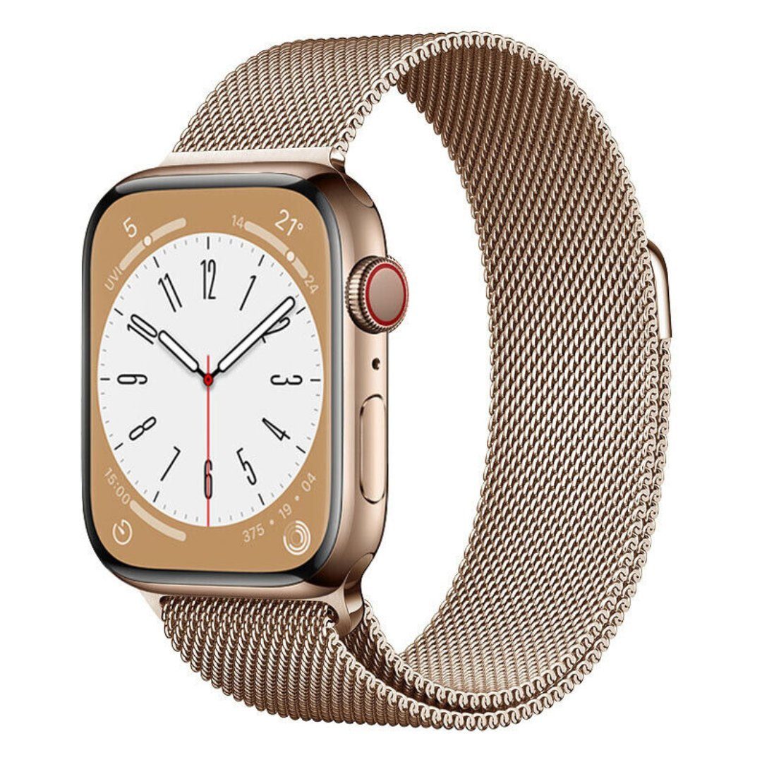 SmartUP Uhrenarmband Uhrenarmband für Apple Watch 1-9 / SE Metall Milanese Edelstahl, Milanese Armband für 38/40/41mm und 42/44/45/49mm #3 Rosegold