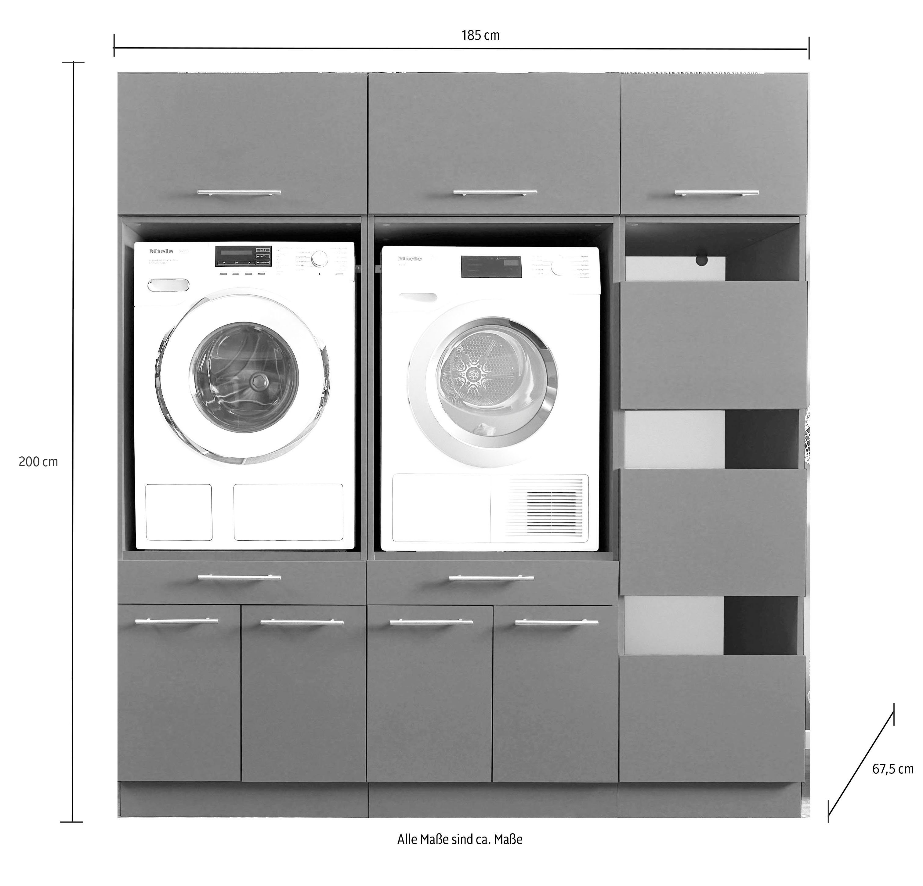 Laundreezy Mehrzweckschrank-Set LAUNDREEZY 185 anthrazit cm LDSK11, Breite