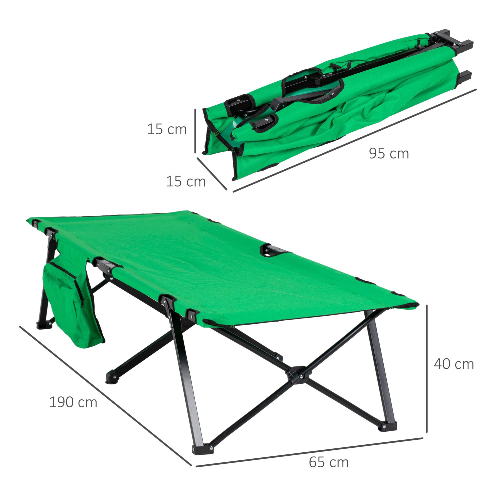 Outsunny Feldbett Campingbett mit seitlicher Tasche