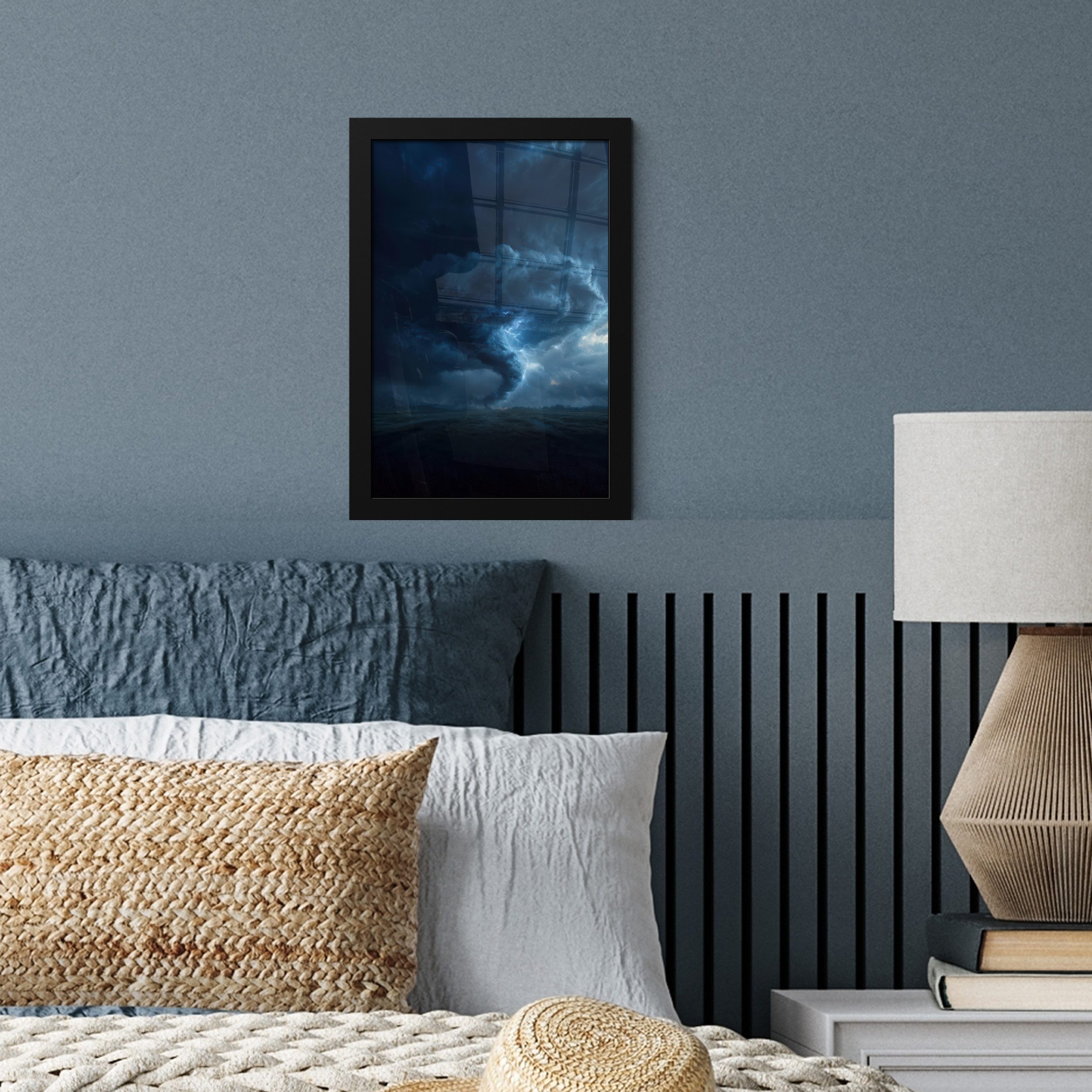 MuchoWow Poster Tornado - Dunkelheit - Wolken, (1 St), Bilderrahmen, Zimmer Deko, Bild für Wohnzimmer, 20x30 cm