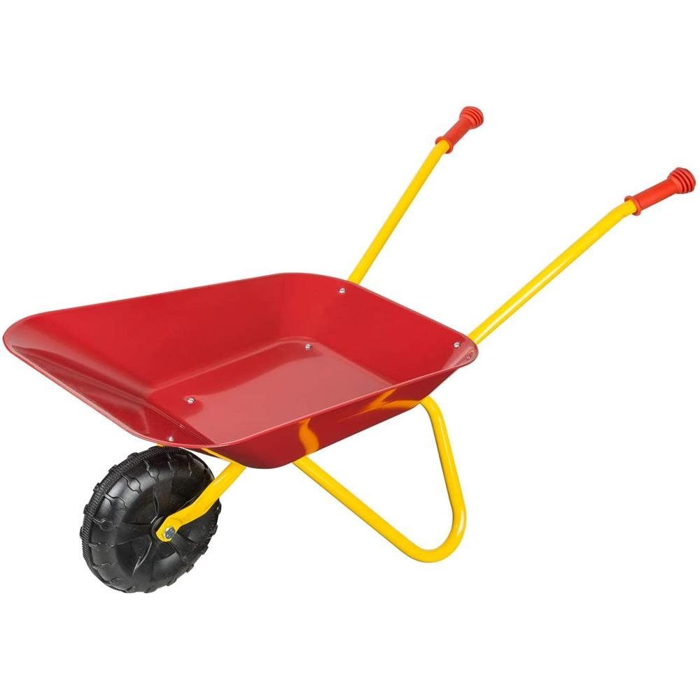 Idena Schubkarre 7131707, Metallschubkarre für Kinder, aus Metall, 78 x 40 x 38 cm, bis zu 30 kg, rot/gelb