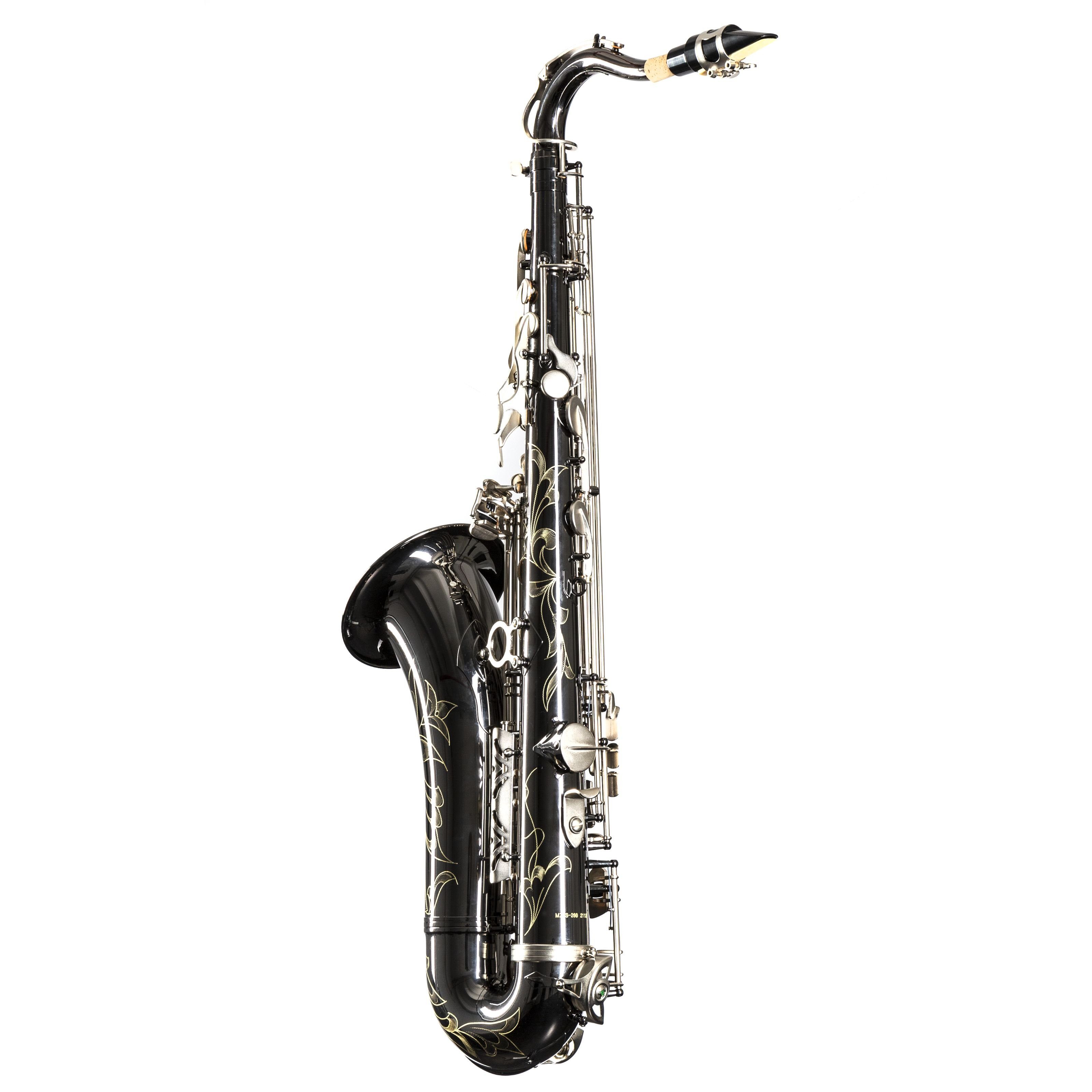 Monzani Saxophon, MZTS-260 Tenor Saxophon Schwarz Lackiert Messingkorpus Bb Stimmung Inklusive Mundstück Wischer Koffer mit Rucksackvorrichtung Tragegurt Graviertes Design, Saxophone, Tenor Saxophone, Tenor Saxophon, Schwarz Lackiert, Bb Stimmung