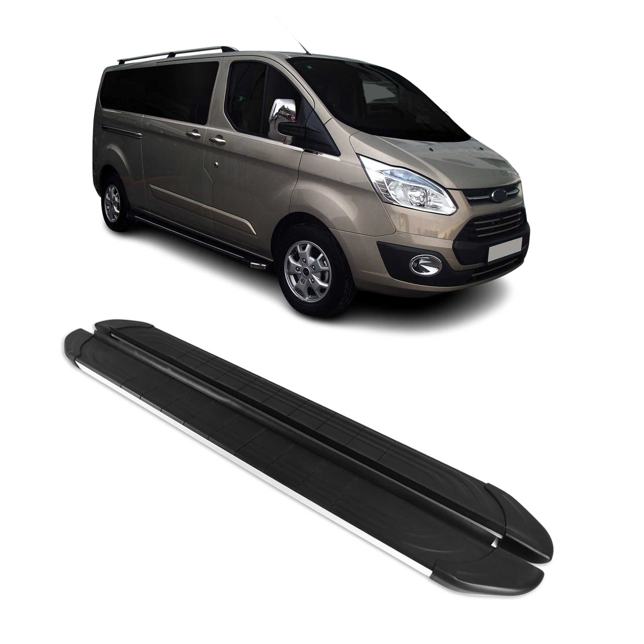OMAC Kfz-Schmutzfänger Seitenschweller für Ford Transit Custom 2012-2020 L2 Alu, 2-tlg., Rutschfest, Haltbar, Aerodynamik