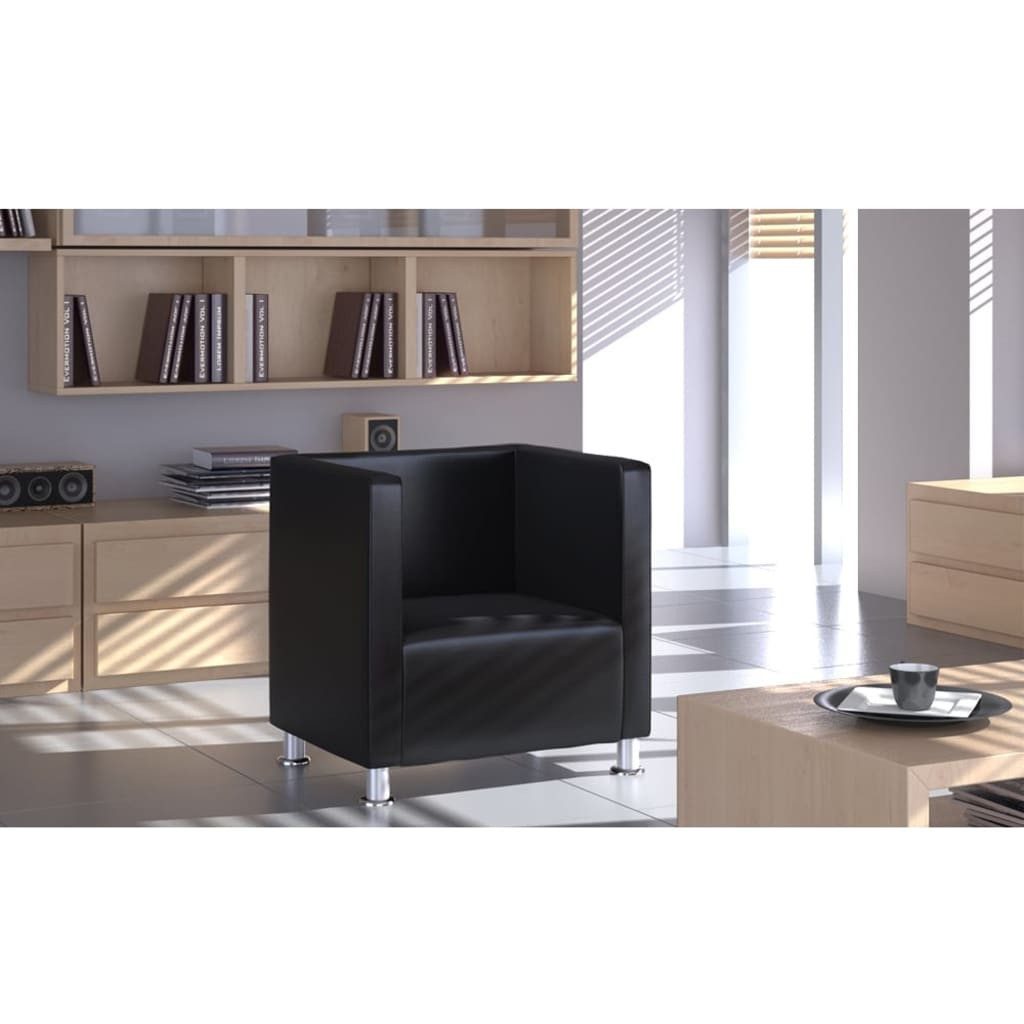 vidaXL Sessel Würfelsessel Schwarz Kunstleder günstig online kaufen